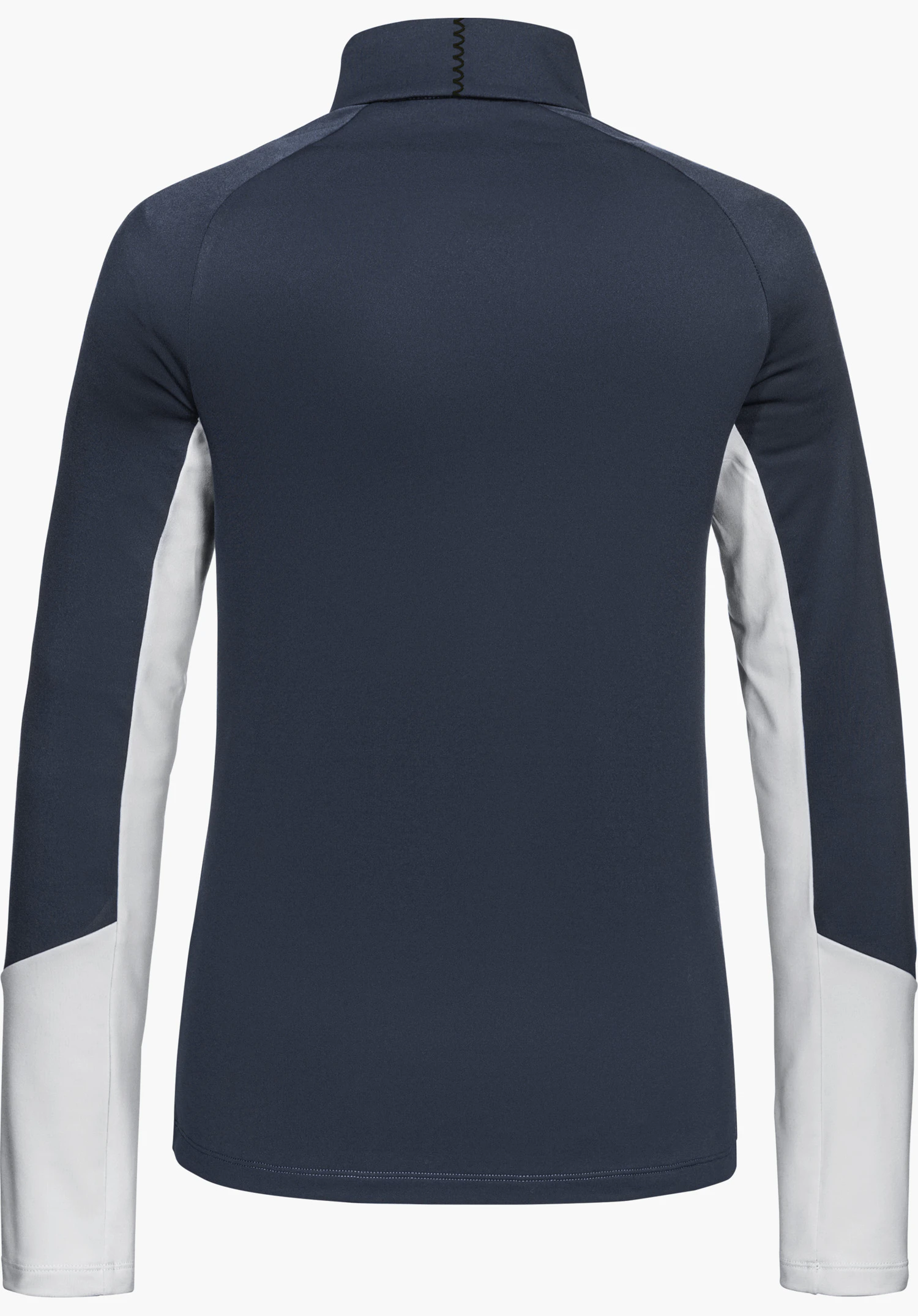 Longsleeve Style Safoon WMS bleu vu de dos avec accents contrastants sur les manches et col montant, détouré sur fond blanc.