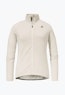 Longsleeve Style Kubena WMS white fitted cycling jersey with closed zip, long sleeves slightly gathered, black Schöffel logo on left chest; isolated on a bright background.