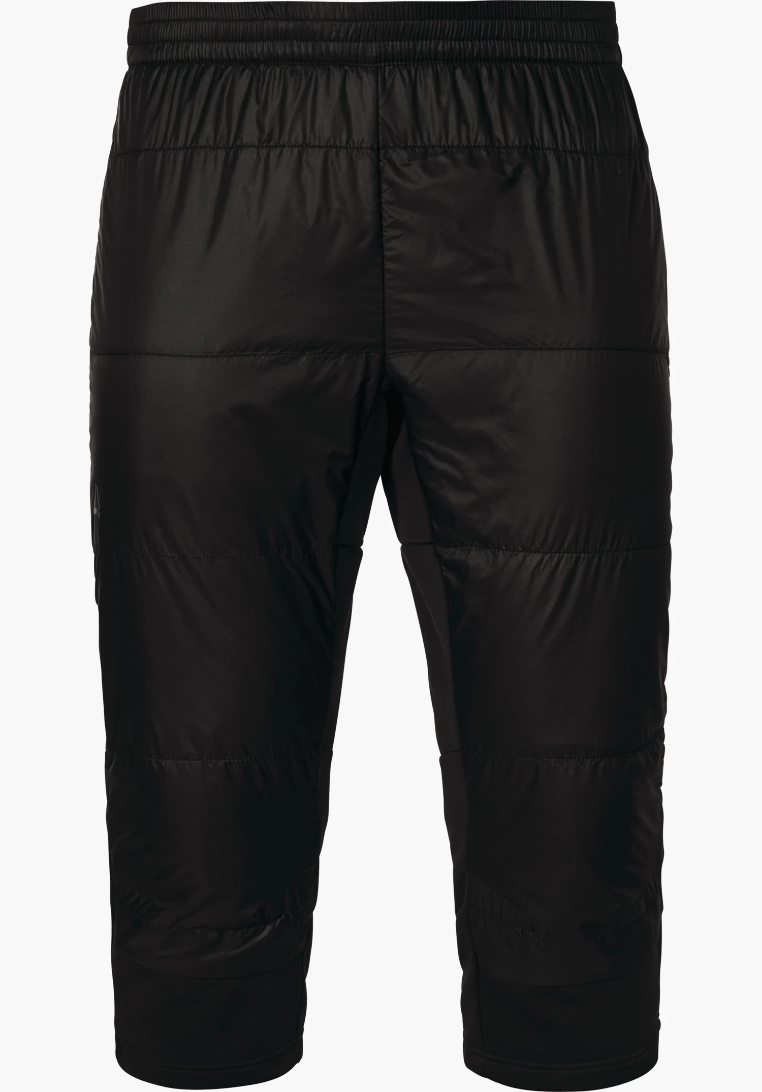 3/4 Pants Style Lufillo MNS black quilted thermal trousers, front view, lightly padded with elastic waistband; three-quarter length, on a white background.