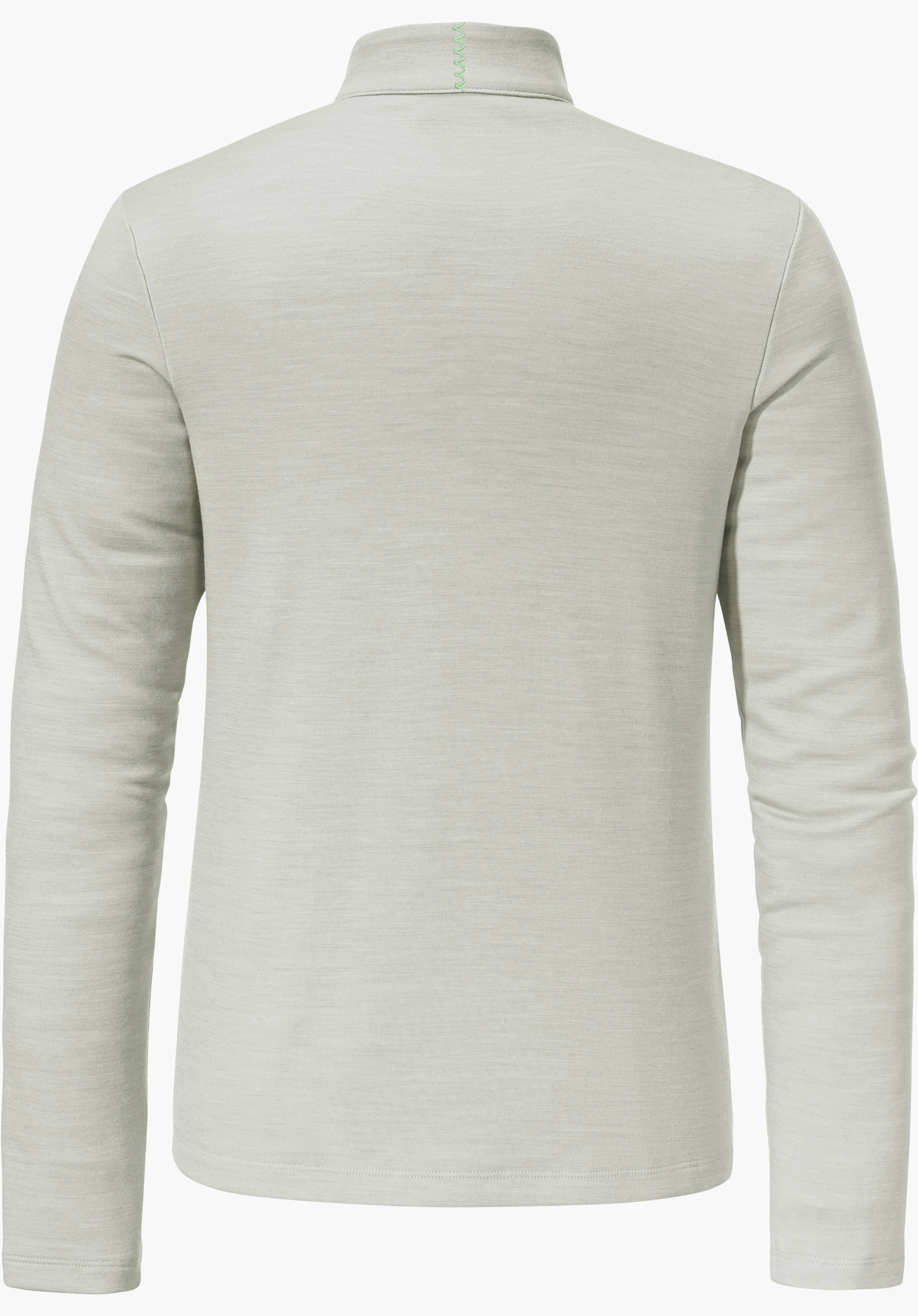 Longsleeve Style Canyfer WMS haut manches longues présenté de dos; vert clair, manches longues, col montant avec couture décorative verte, coupe droite, fond blanc.