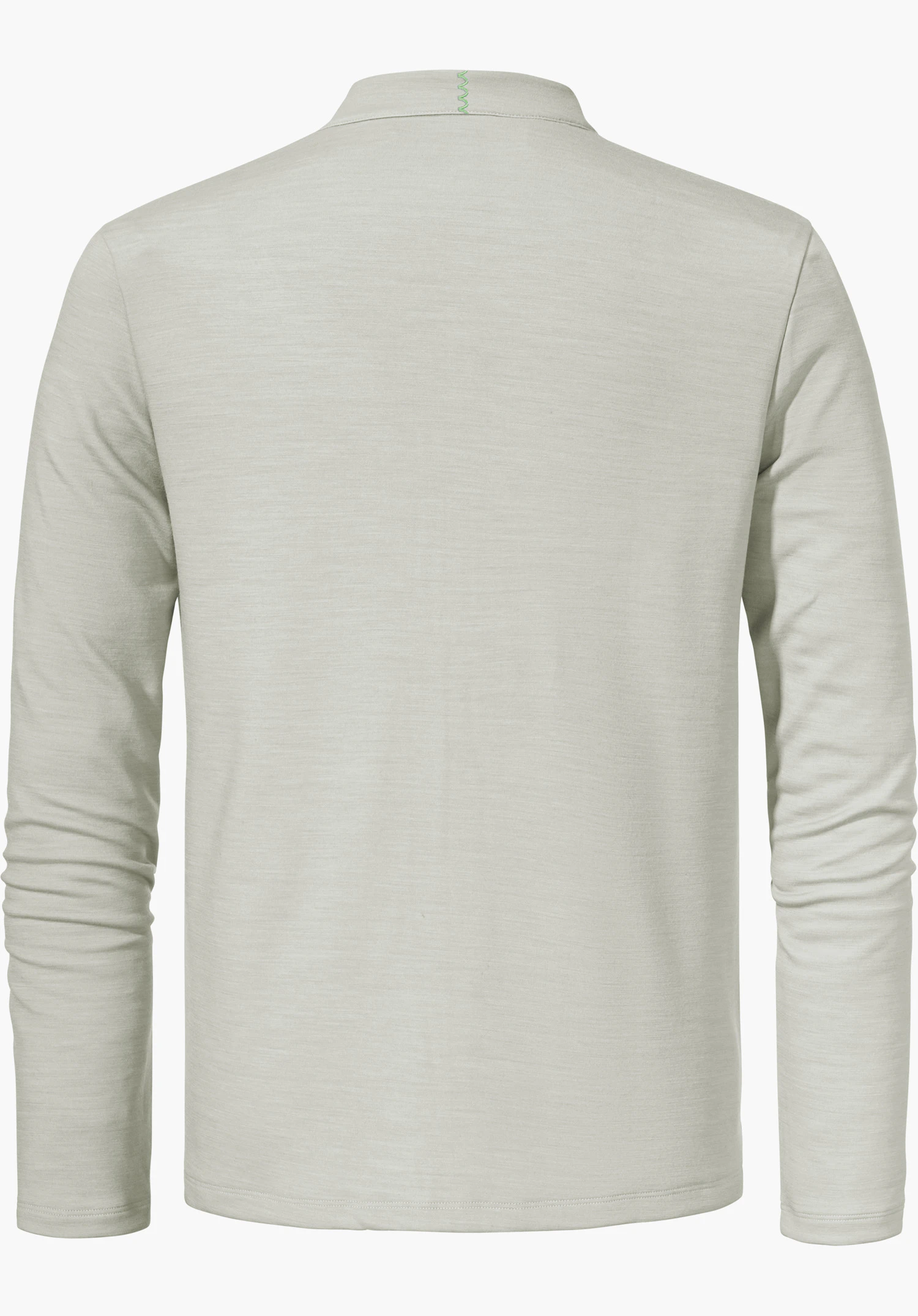Longsleeve Style Canyfer MNS long sleeve shirt in light green, shown from the back; long relaxed sleeves, small green zigzag stitch at the collar; white background, studio shot.