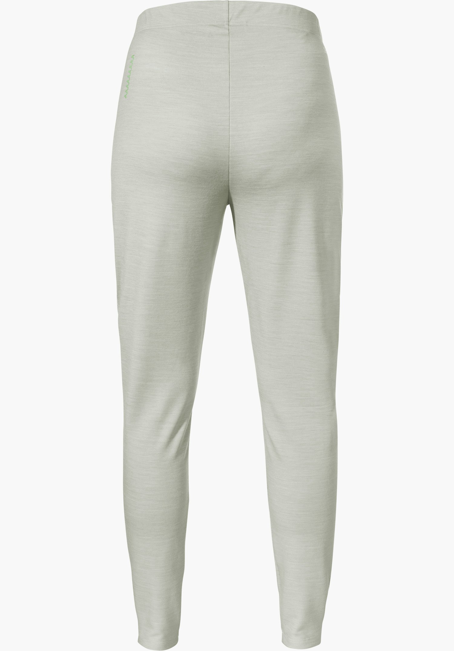 Pants Style Canyfer WMS collant base layer bleu clair, coupe longue et ajustée, vue arrière; petite couture décorative verte sur la hanche gauche; détouré sur fond blanc.