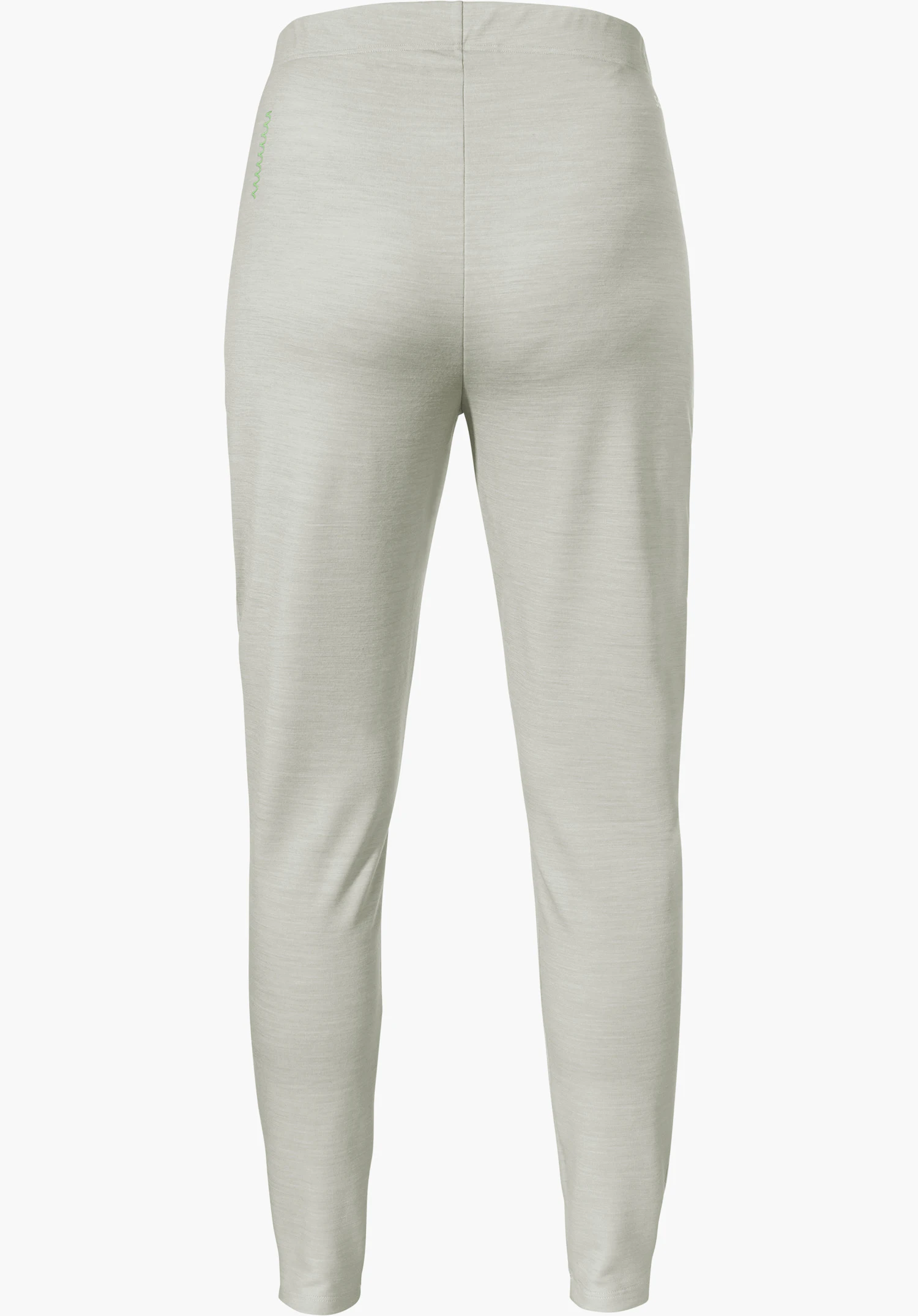 Pants Style Canyfer WMS collant base layer bleu clair, coupe longue et ajustée, vue arrière; petite couture décorative verte sur la hanche gauche; détouré sur fond blanc.