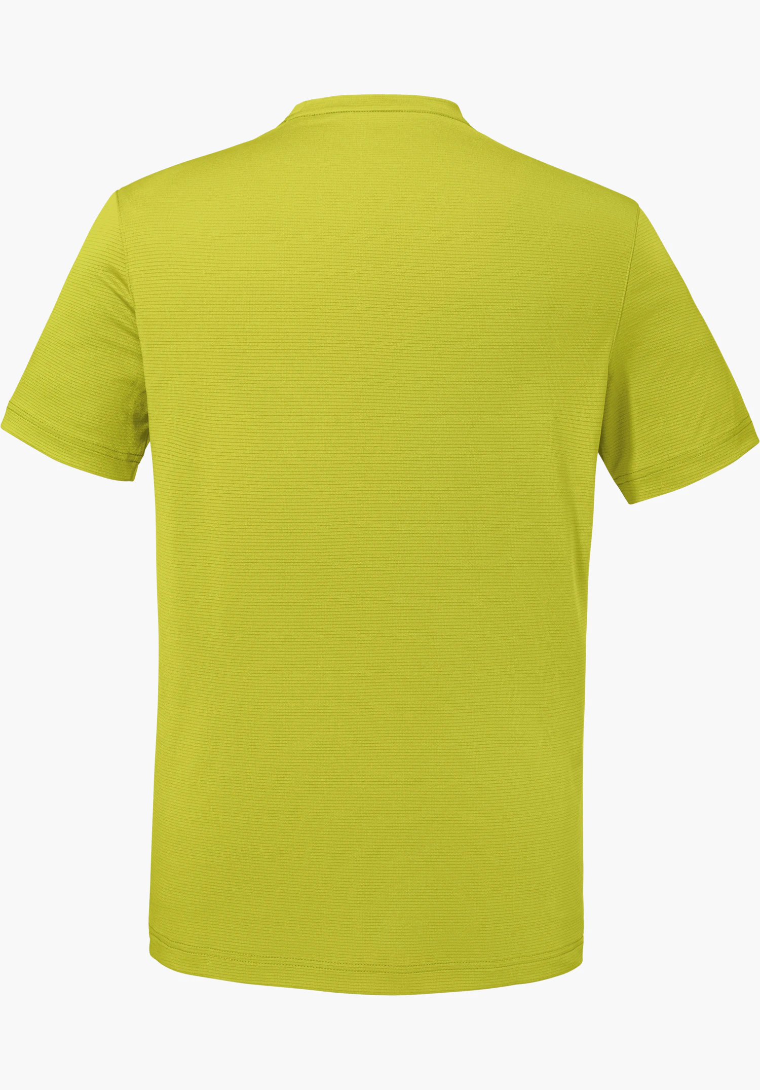 T Shirt Style Chipoma MEN in het geel wordt van achteren getoond met korte mouwen, vrijstaand tegen een witte achtergrond.