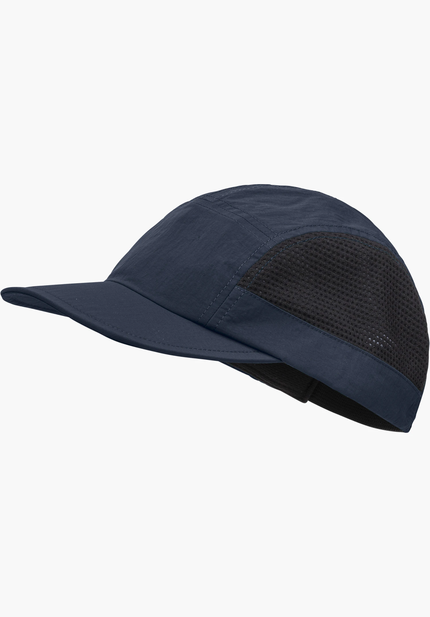 Cap Style Mauku UNI in blue with black mesh panels on the sides, isolated against a white background.