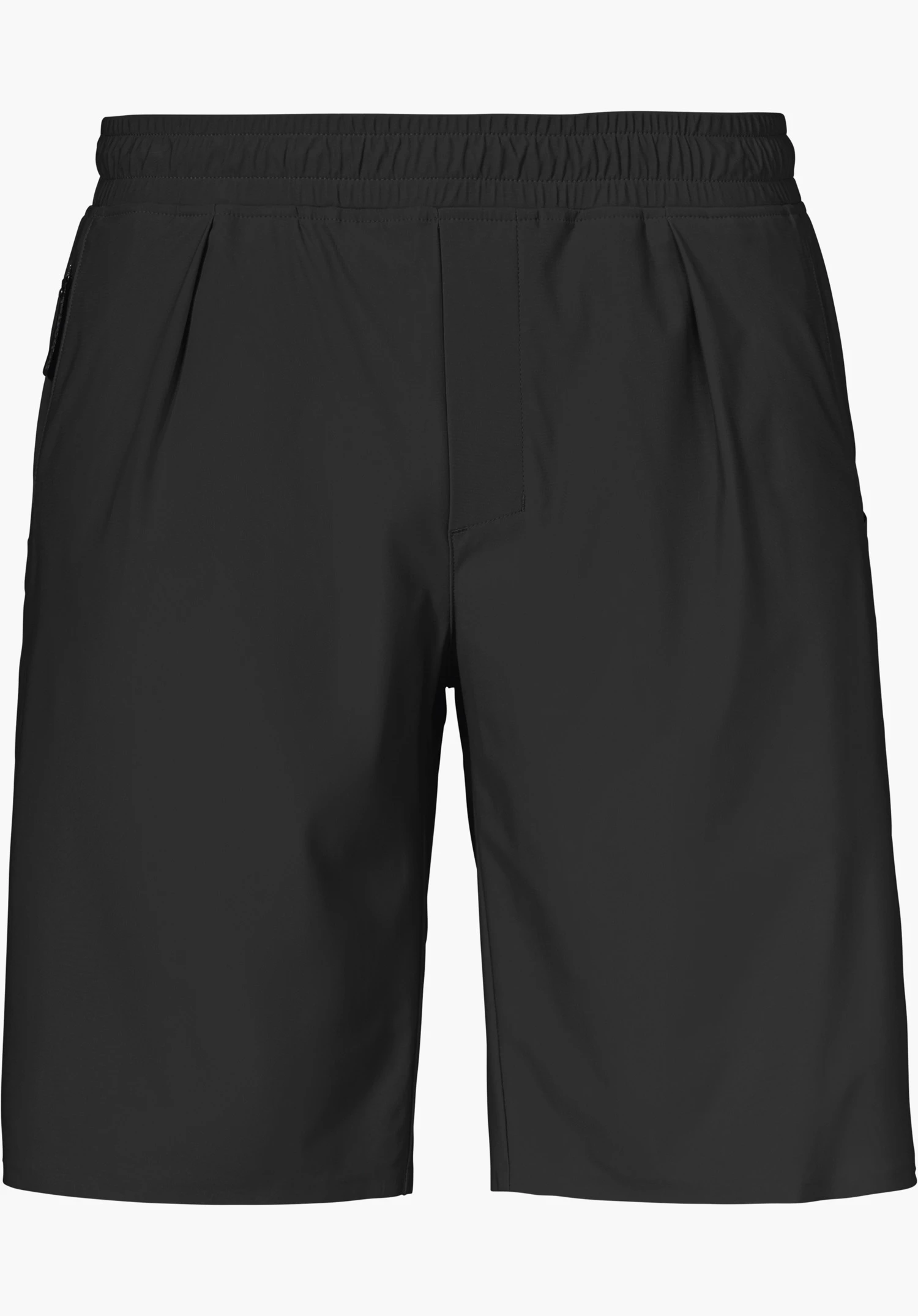 Jersey Shorts Style Calmay MEN en noir, vue de face avec taille élastique, isolé sur fond blanc.