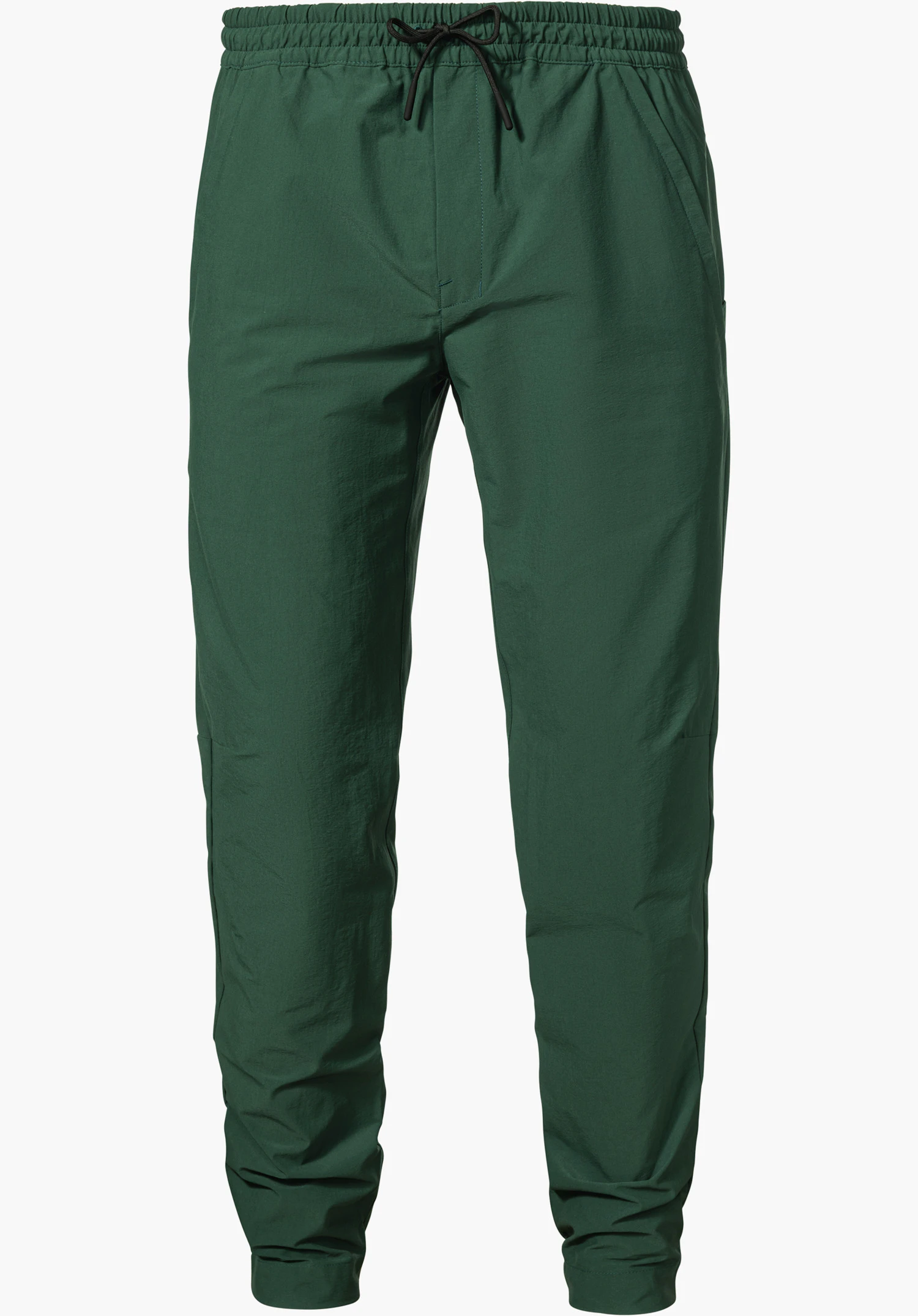Pants Vienna M en vert avec une taille élastique et un cordon de serrage noir, détouré sur fond blanc.