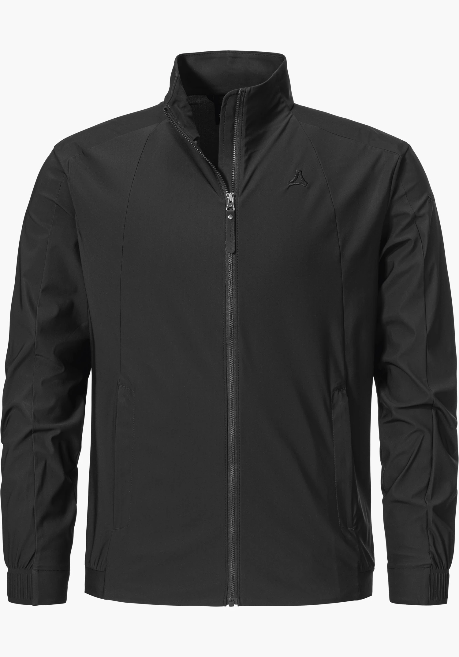 Jersey Jk Style Calmay MEN en noir avec une fermeture zippée sur le devant et le logo Schöffel sur la poitrine, détouré sur fond blanc.