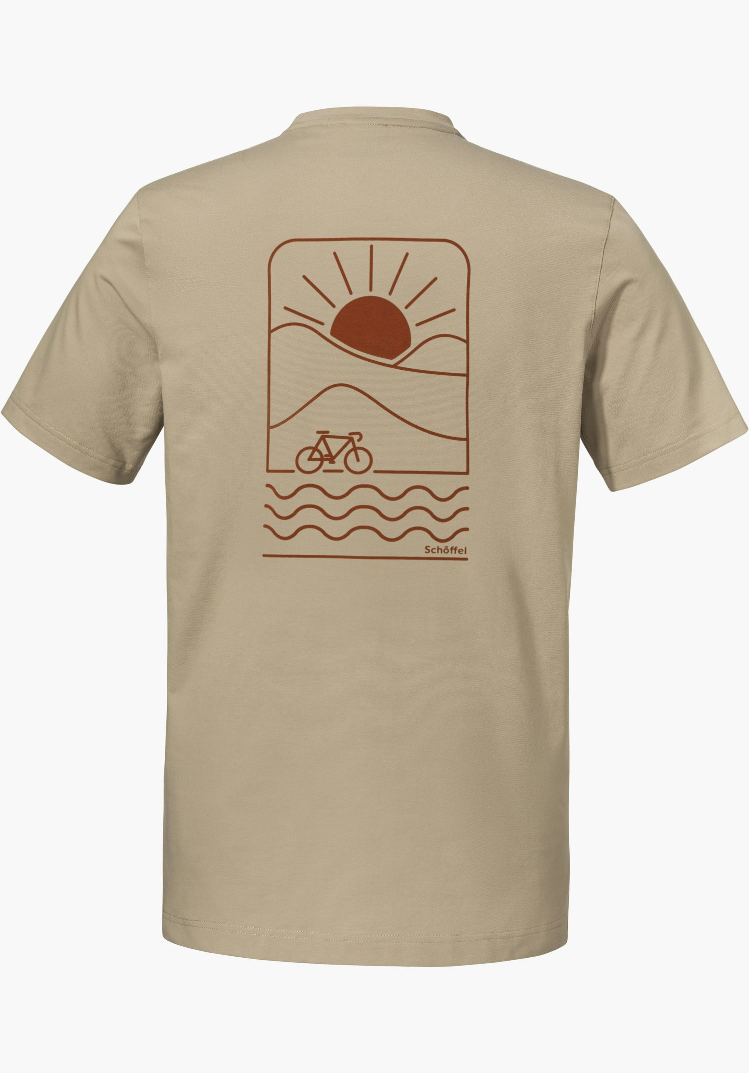 T Shirt Style Serenio MEN in der Rückansicht in der Farbe Beige, freigestellt vor weißem Hintergrund.