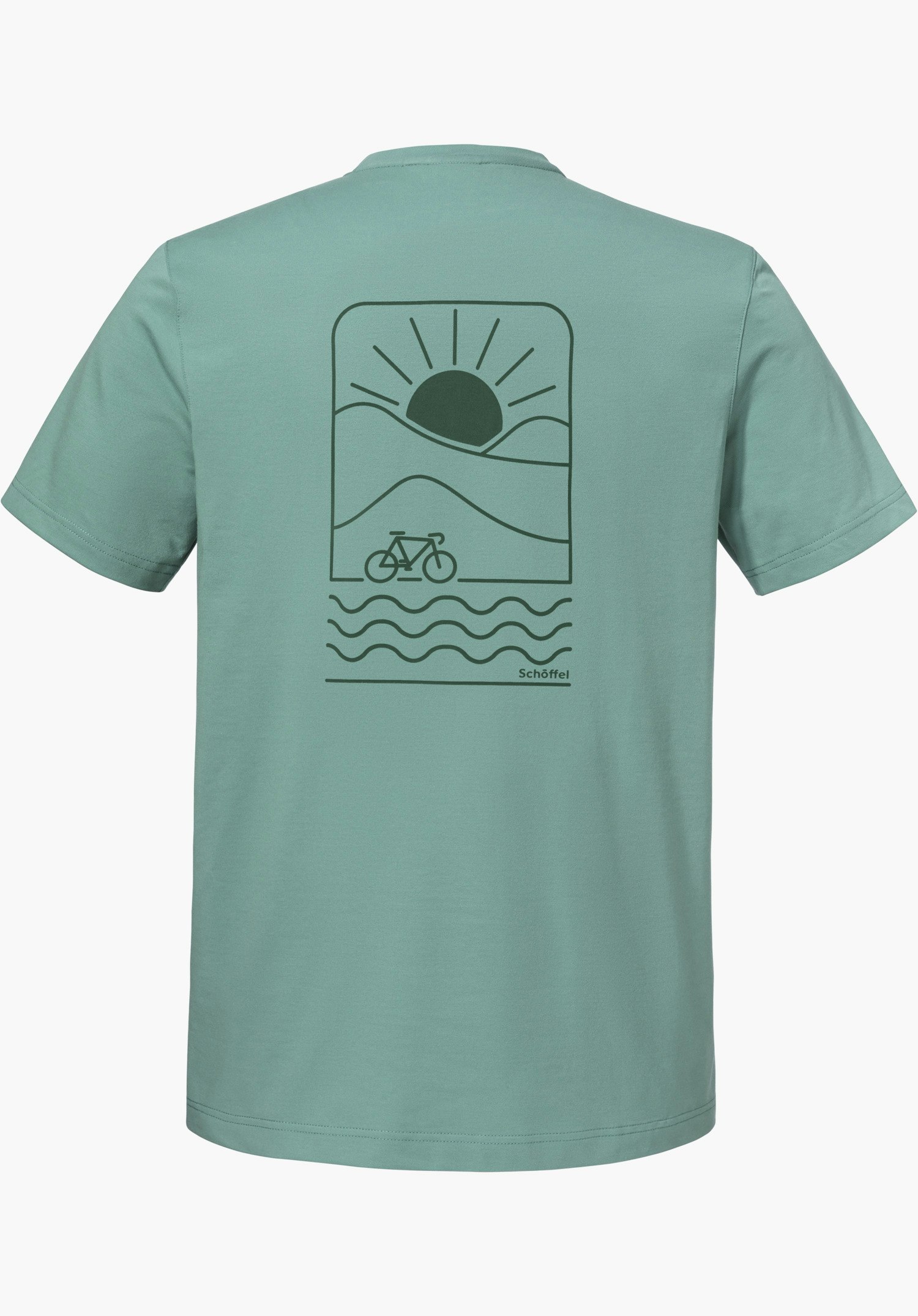 T Shirt Style Serenio MEN in der Farbe Grün, Rückansicht, freigestellt vor weißem Hintergrund.