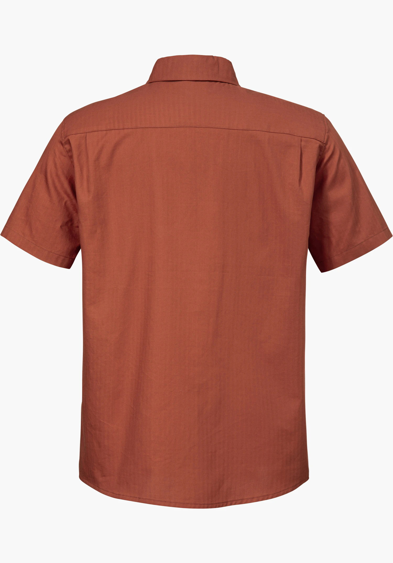 Shirt Style Kalmen MEN als rotes Kurzarmhemd in der Rückansicht, freigestellt vor weißem Hintergrund.