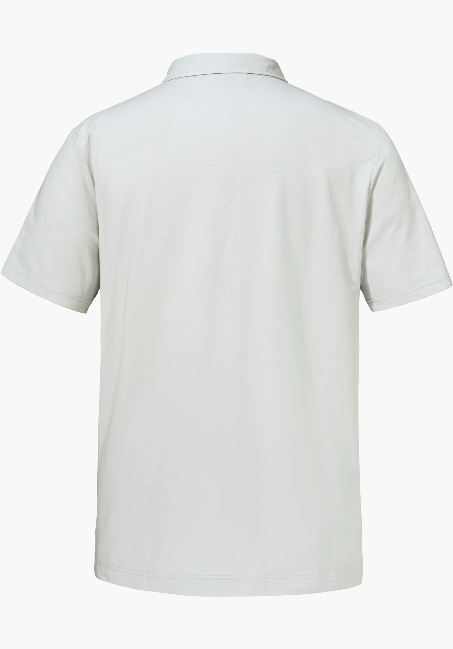 Polo Shirt Style Serenio MEN in grey, shown here from the back, isolated on a white background.