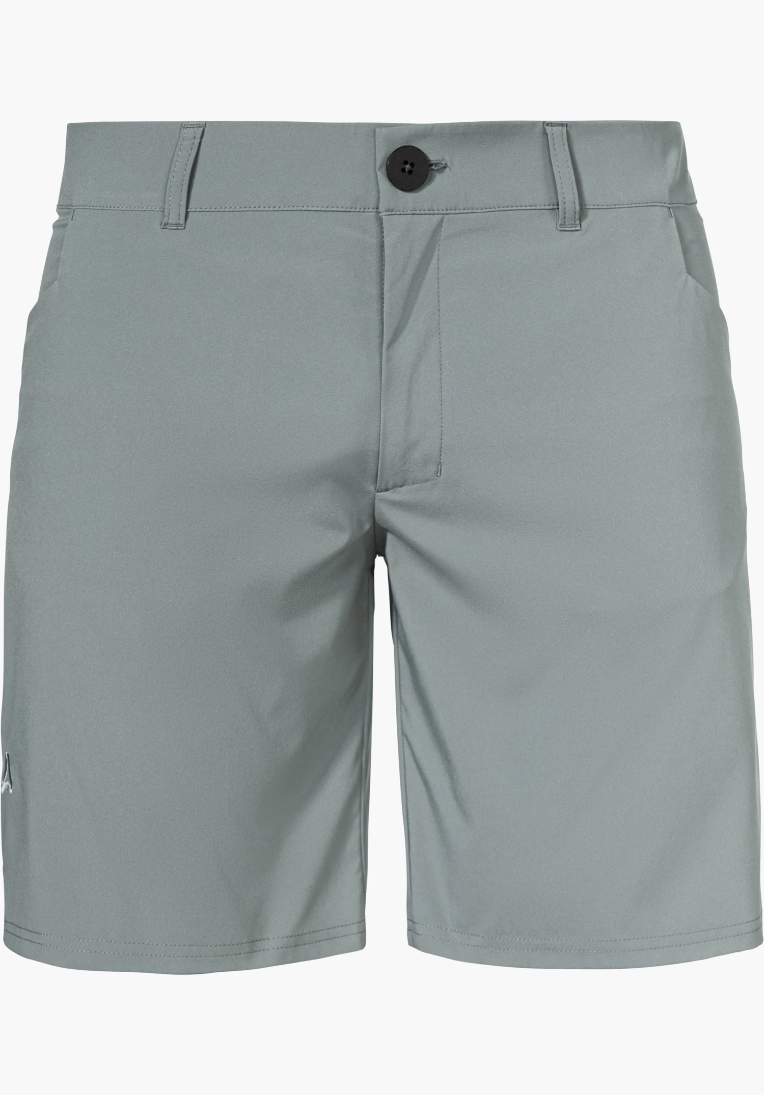 CIRC Shorts Style Smue MEN als graue kurze Hose mit Gürtelschlaufen, seitlichen Eingrifftaschen und einem dunklen Knopfverschluss, freigestellt vor weißem Hintergrund.
