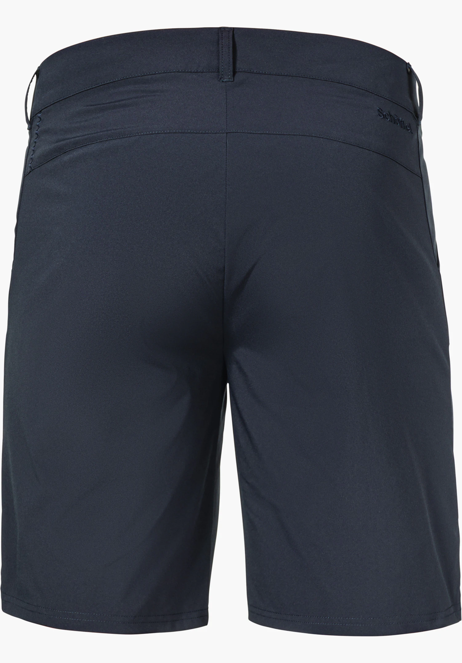 CIRC Shorts Style Smue MEN in the blue back view showing the Schöffel logo on the back right below the waistband, isolated on a white background.