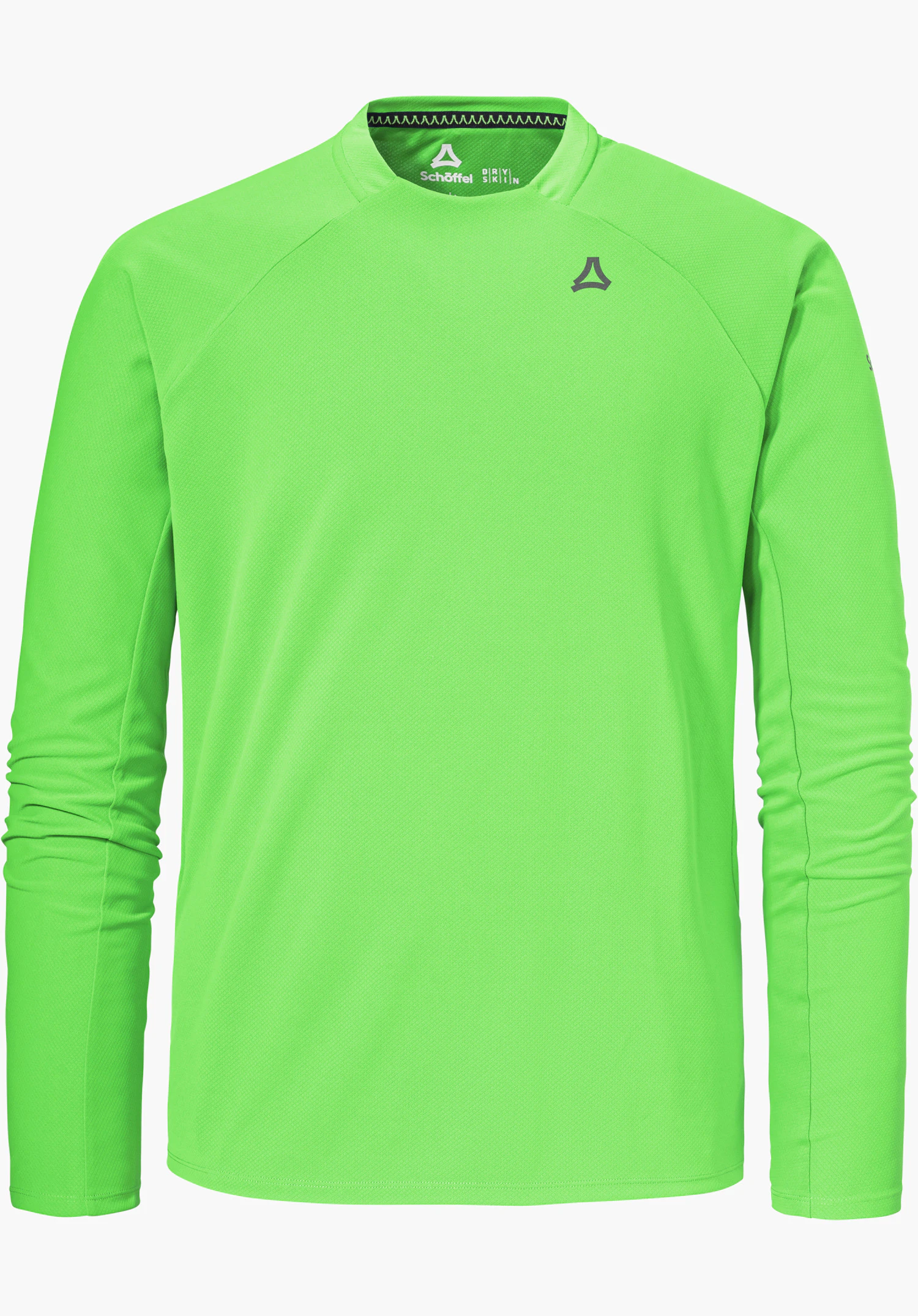 Longsleeve Style Enixa MEN in green featuring a Schöffel logo on the left chest, isolated against a white background.