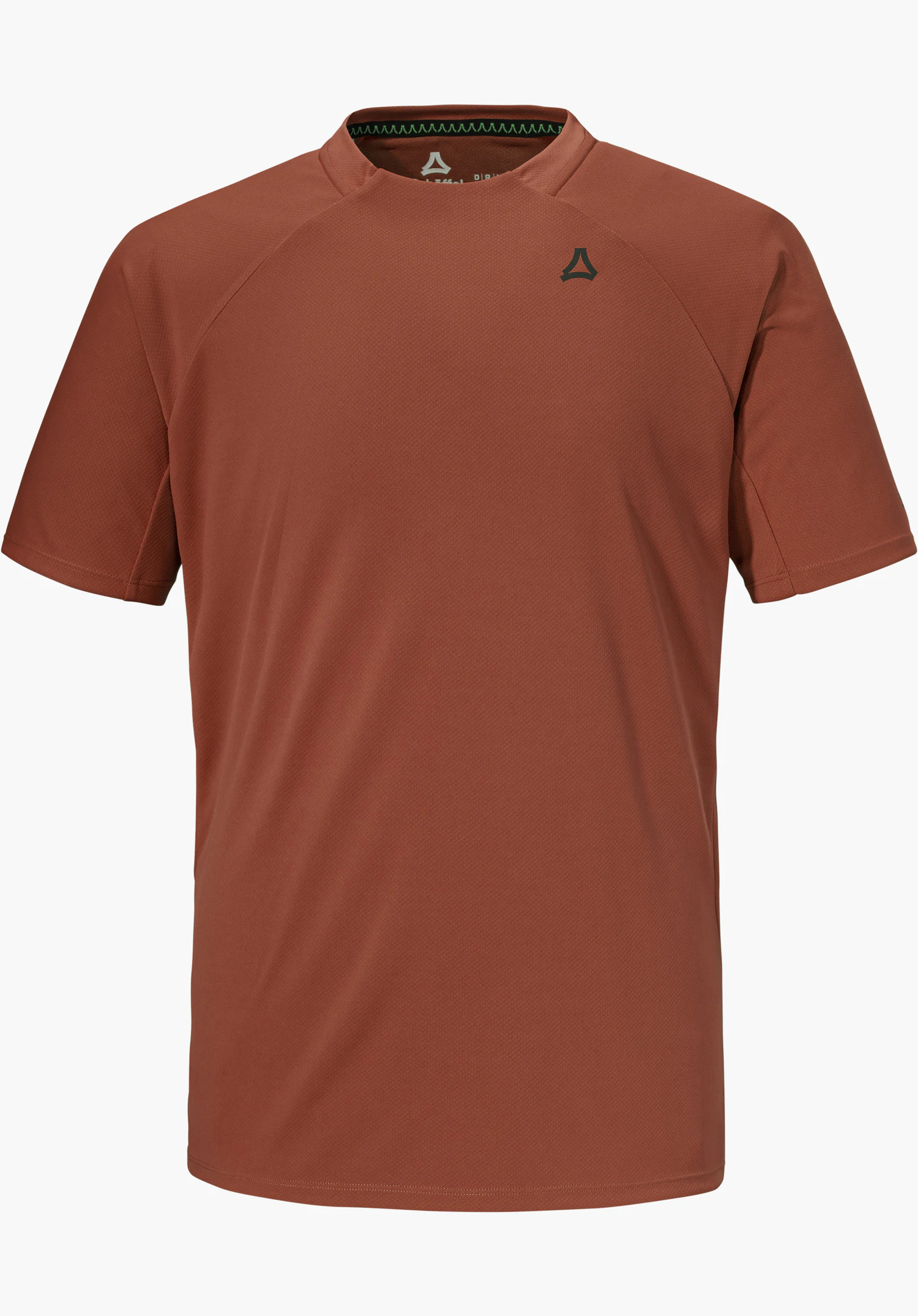 T Shirt Style Enixa MEN in red with short sleeves, a crew neck and a small Schöffel logo on the left chest, isolated on a white background.