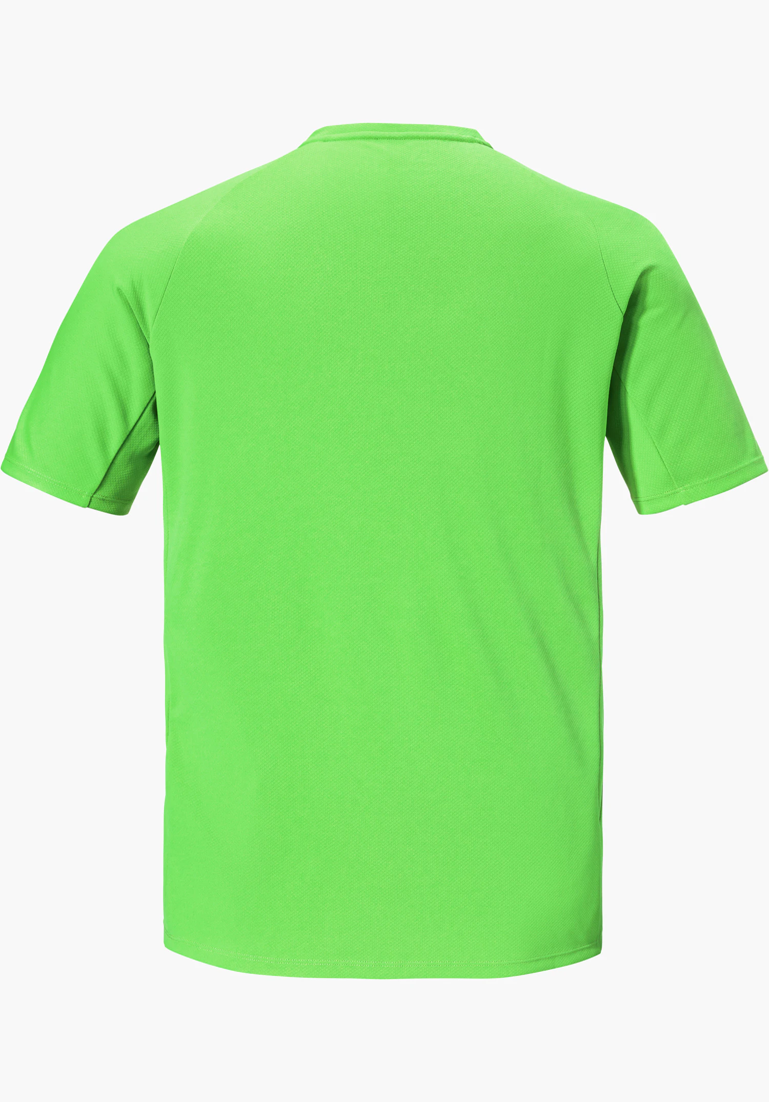 T Shirt Style Enixa MEN in Grün, gezeigt von der Rückseite mit kurzen Ärmeln, freigestellt vor weißem Hintergrund.