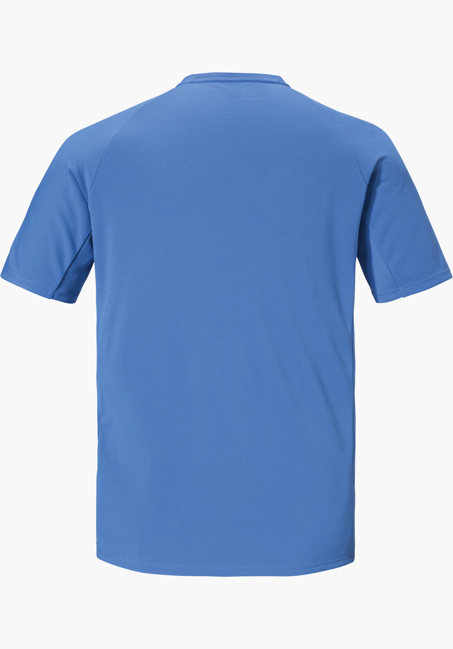 T Shirt Style Enixa MEN in blue, back view, isolated on a white background.