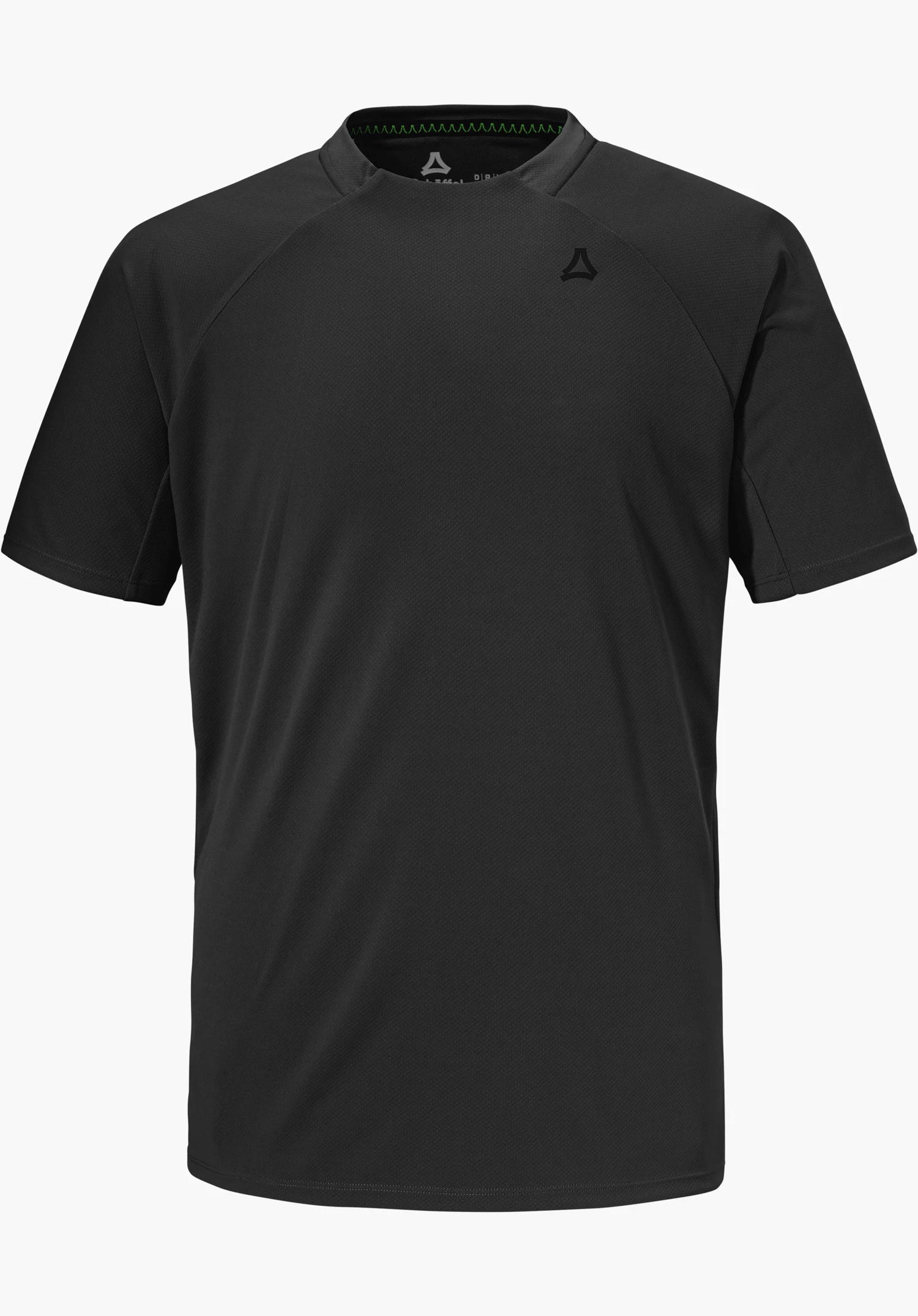 T Shirt Style Enixa MEN in black with a Schöffel logo on the chest, isolated on a white background.
