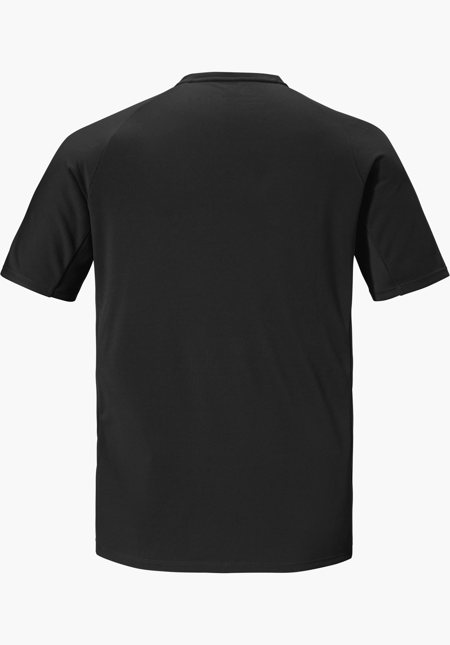 T Shirt Style Enixa MEN in black, showcasing the back view of this functional shirt with its clean lines and texture, freigestellt vor weißem Hintergrund.