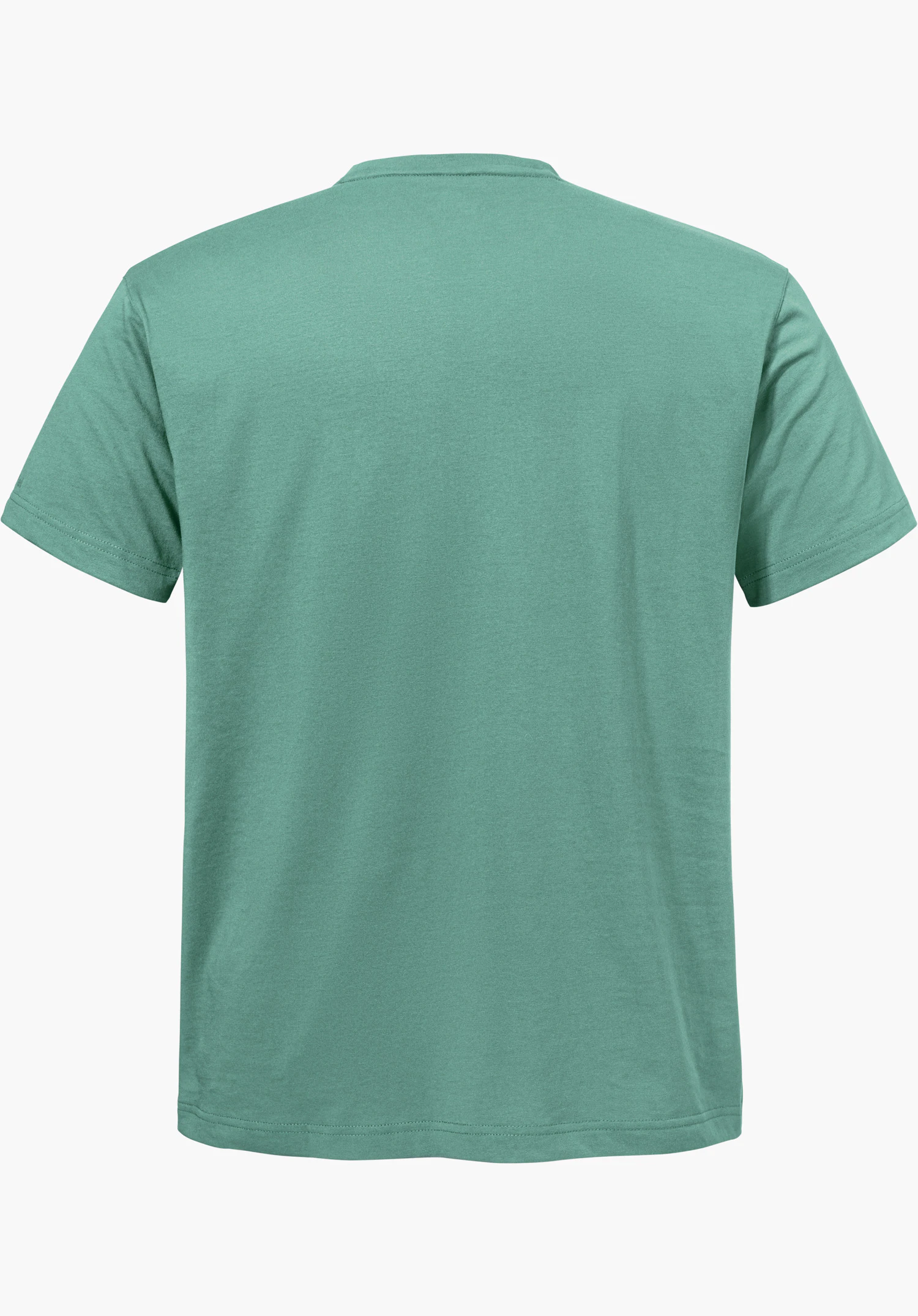 T Shirt Style Elmori MEN in green, back view, isolated on a white background.