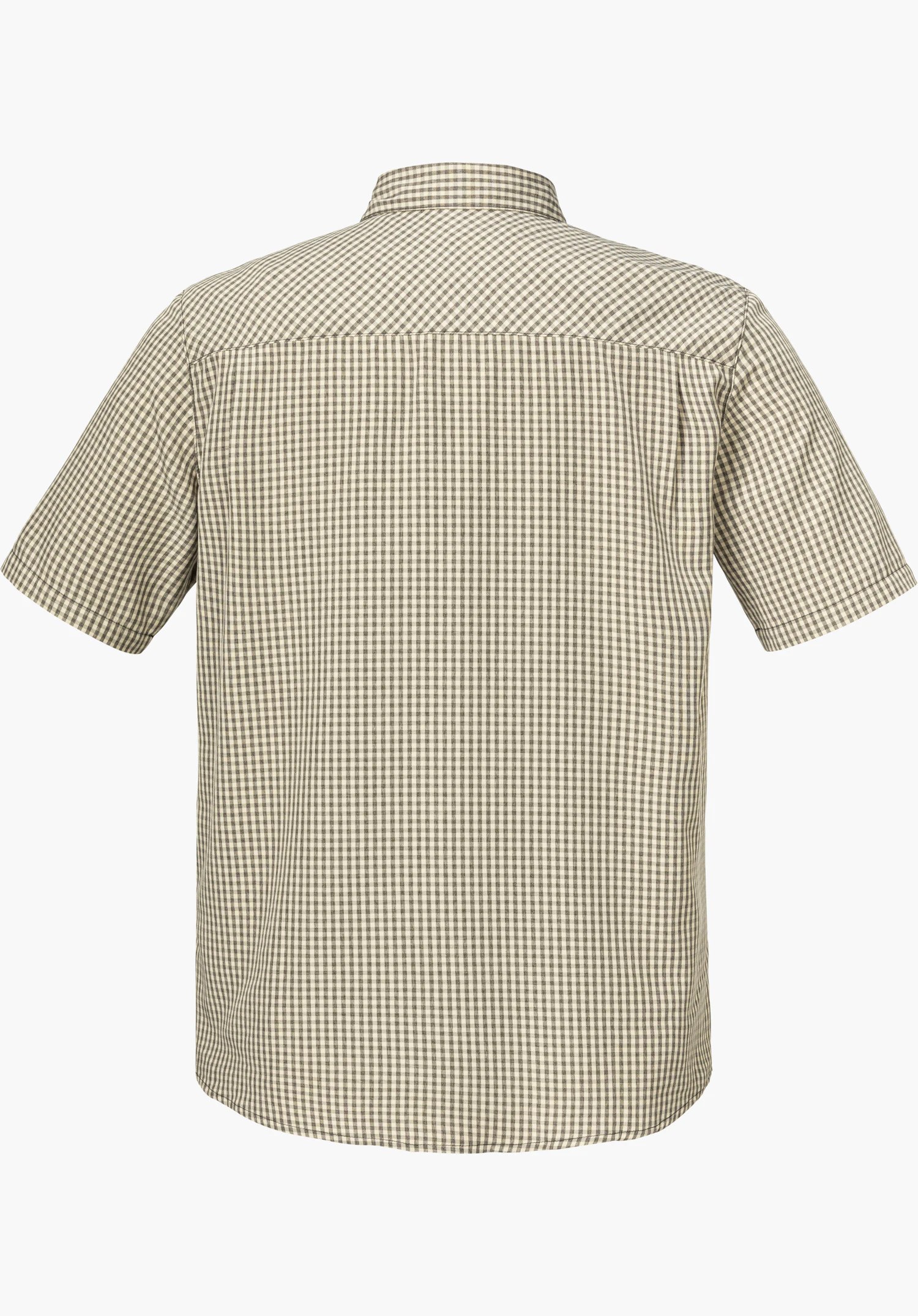 CIRC Shirt Style Dalfoss MEN is shown from the back as a short-sleeved, checked shirt in black, isolated against a white background.