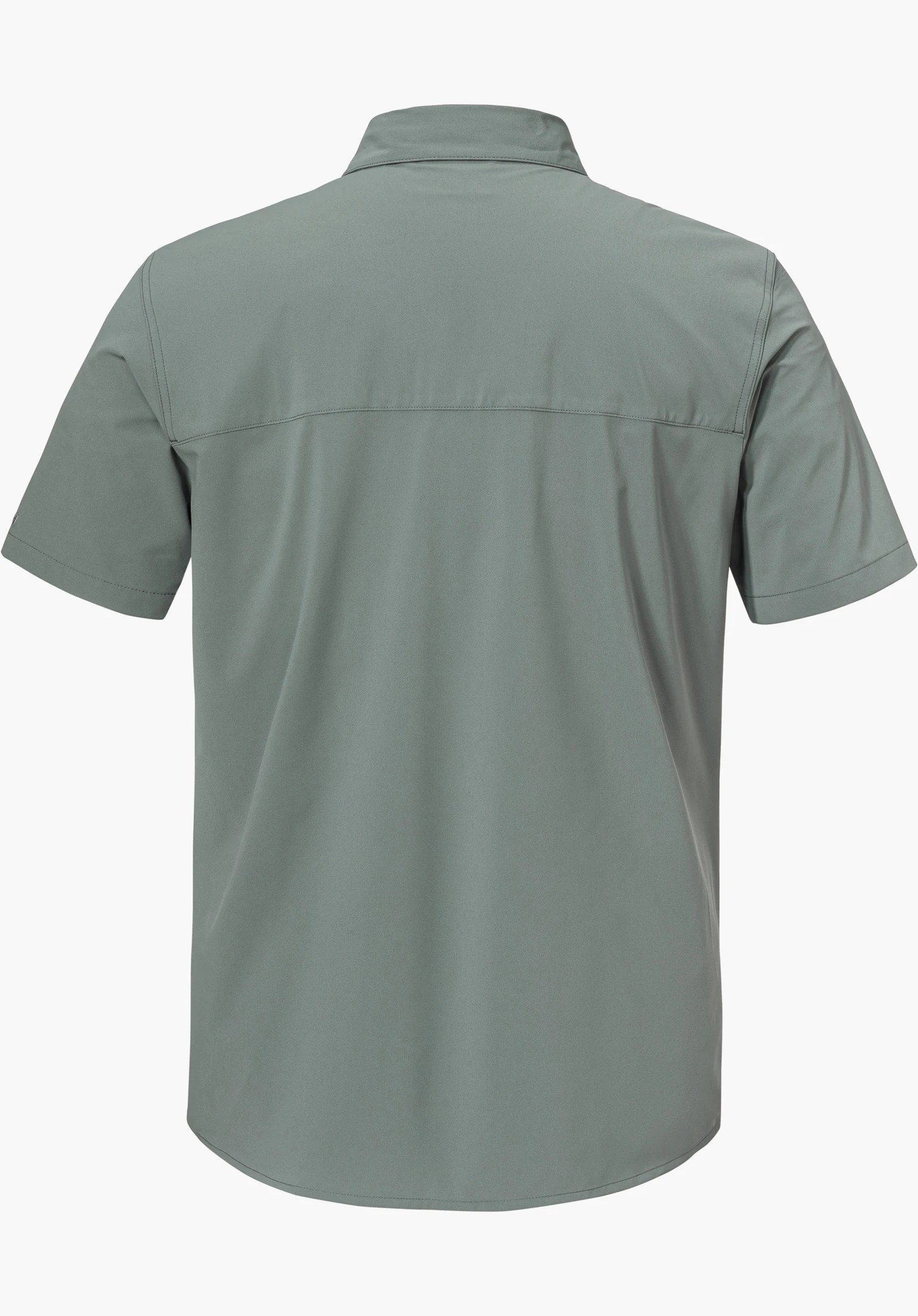 Shirt Style Dooser MEN in grey shows the back view of the short-sleeved shirt, isolated on a white background.