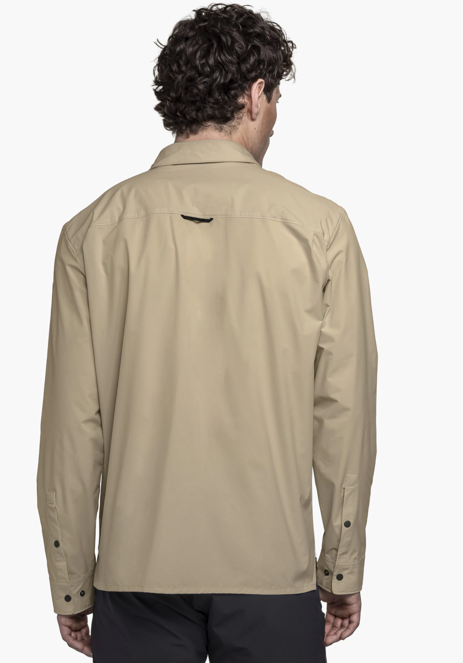Shirt Style Maghera MEN in beige shows the back view of a model against a neutral background.
