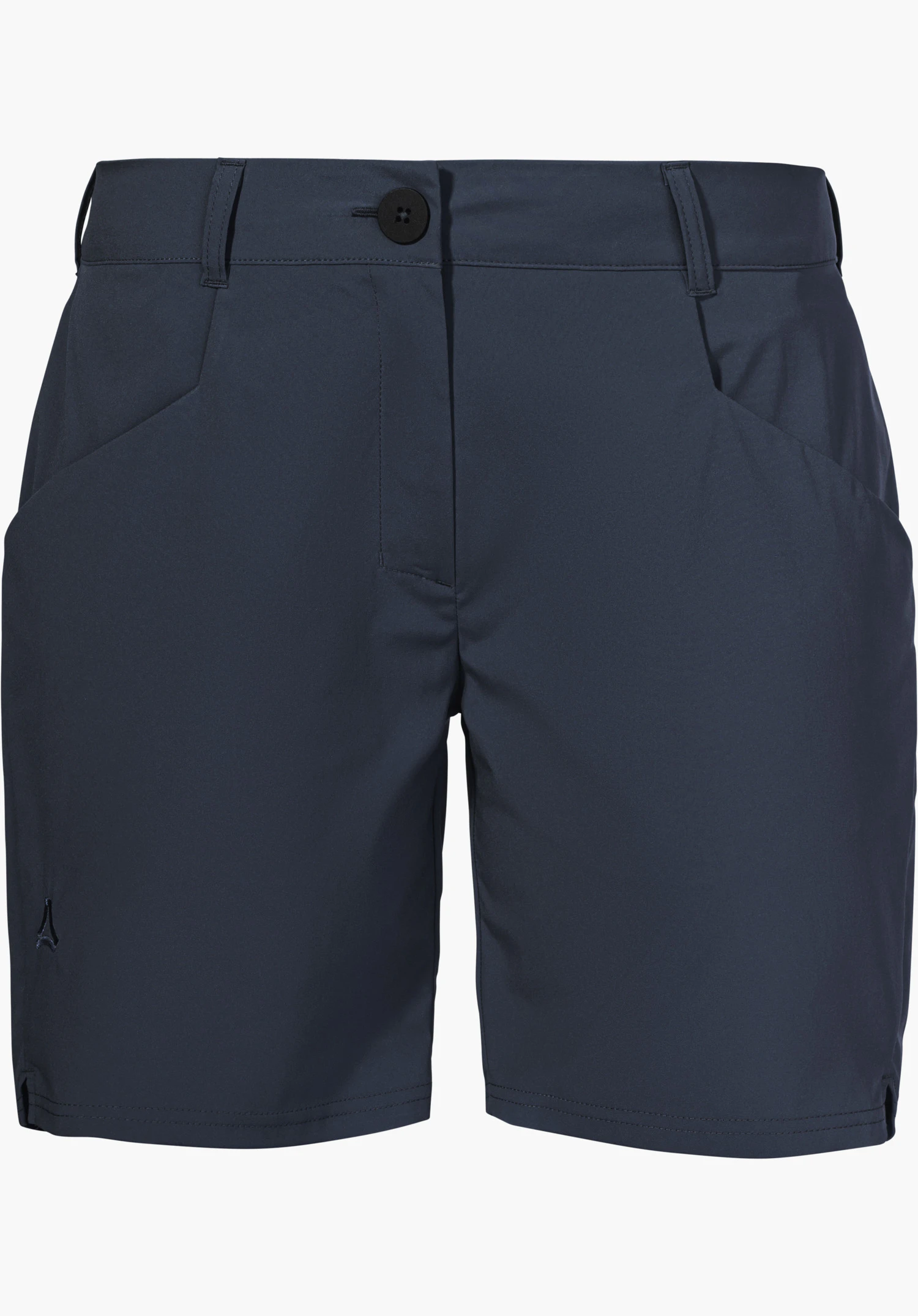 CIRC Shorts Style Smue WMN in blue featuring a classic waistband, pockets and Schöffel logo on the leg, isolated on a white background.
