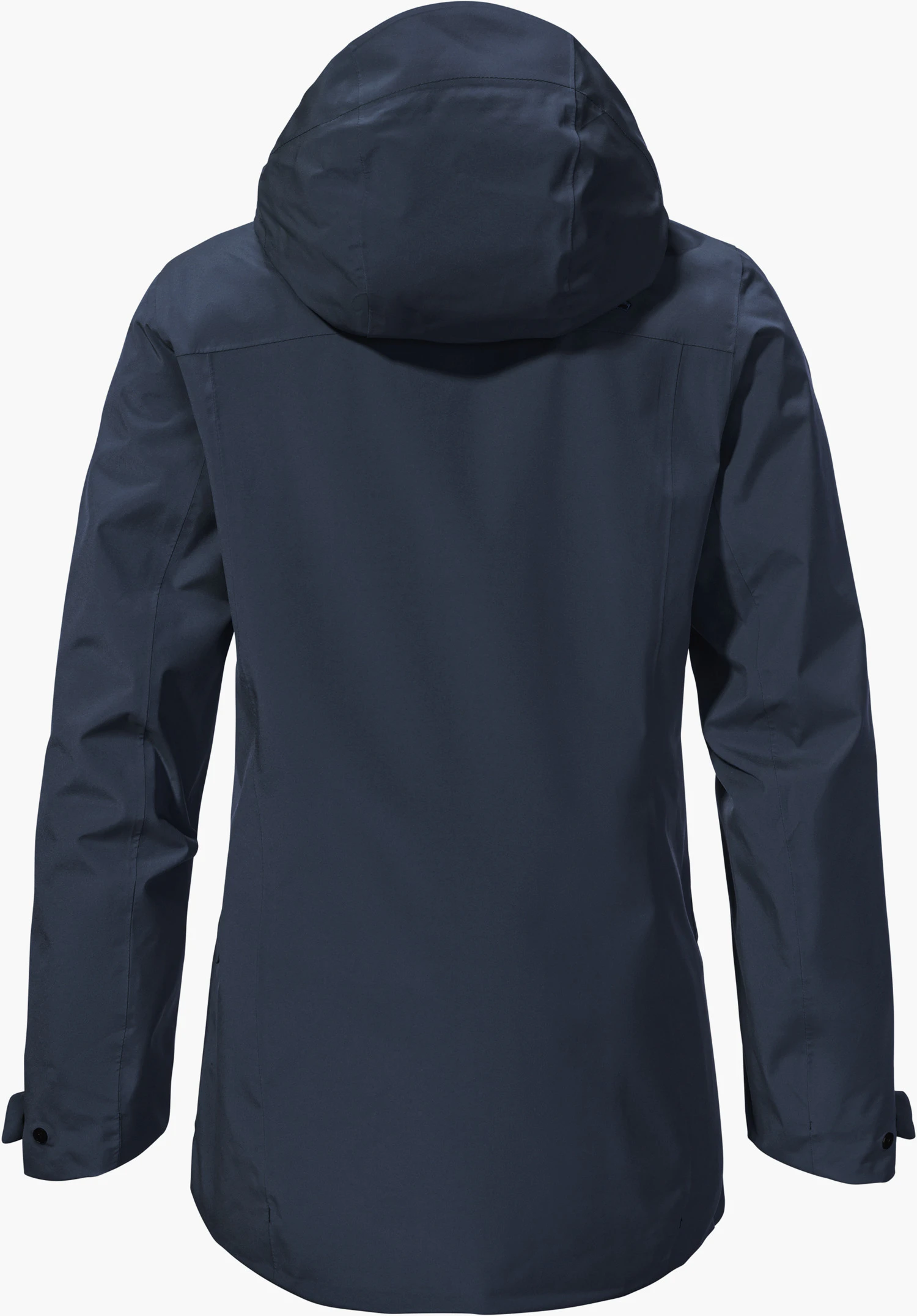 CIRC Jacket Style Smue WMN in Blau zeigt die Rückansicht mit Kapuze, freigestellt vor weißem Hintergrund.