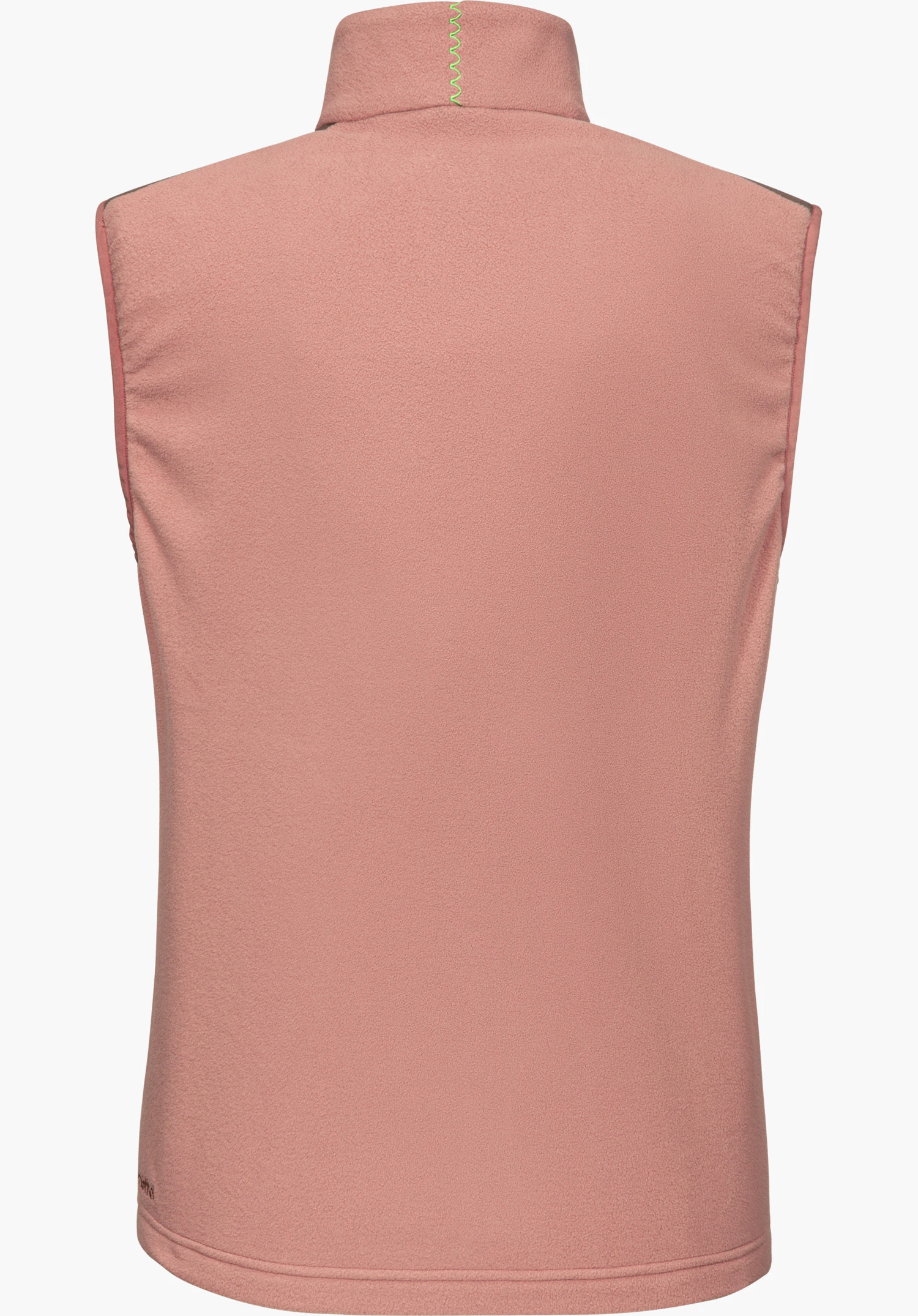 Fleece Vt Style Ash WMN in roze, achteraanzicht met opstaande kraag en Schöffel-logo, vrijstaand op een witte achtergrond.