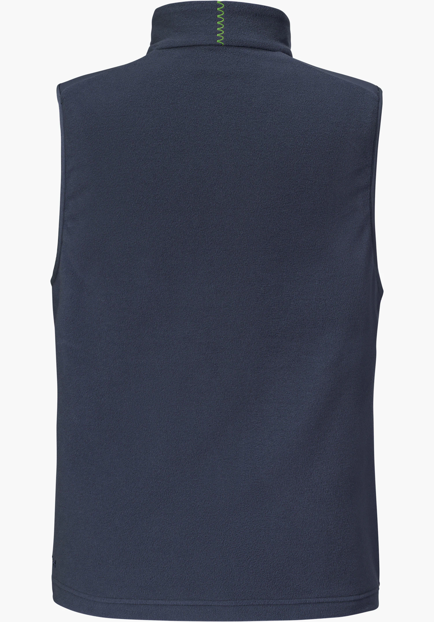 Fleece Vt Style Ash WMN in blauw van achteren gezien met een opvallende groene zigzagsteek in de nek, vrijstaand op een witte achtergrond.