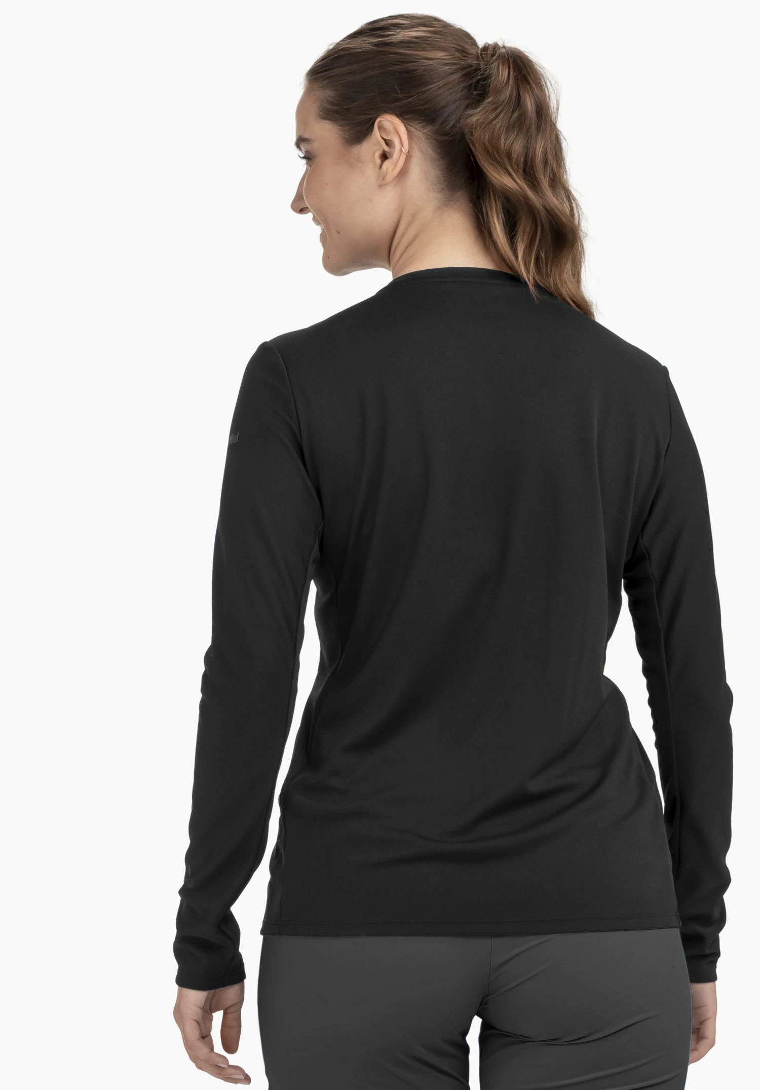 Longsleeve Style Enixa WMN in black, showing the back view with the Schöffel logo against a neutral background.