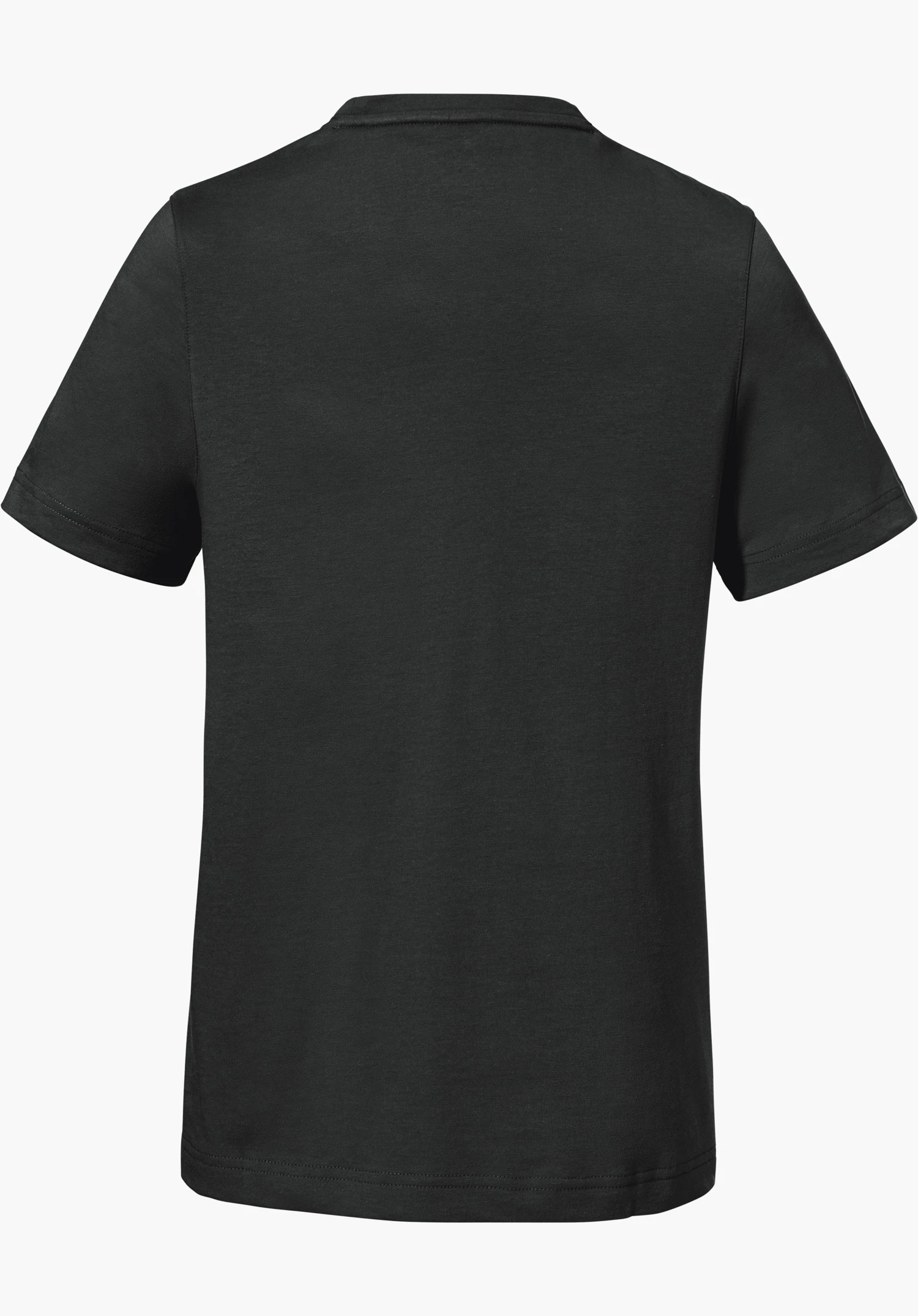 T Shirt Style Elmori WMN in black, shown from the back, isolated on a white background.