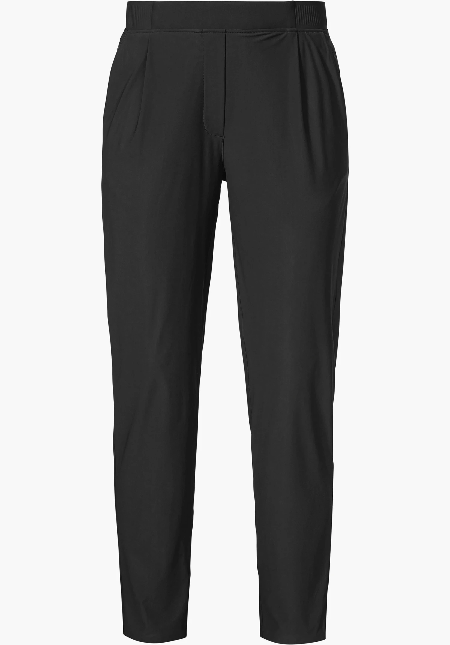 Jersey Pants Style Calmay WMN en noir en vue de face, isolé sur fond blanc.