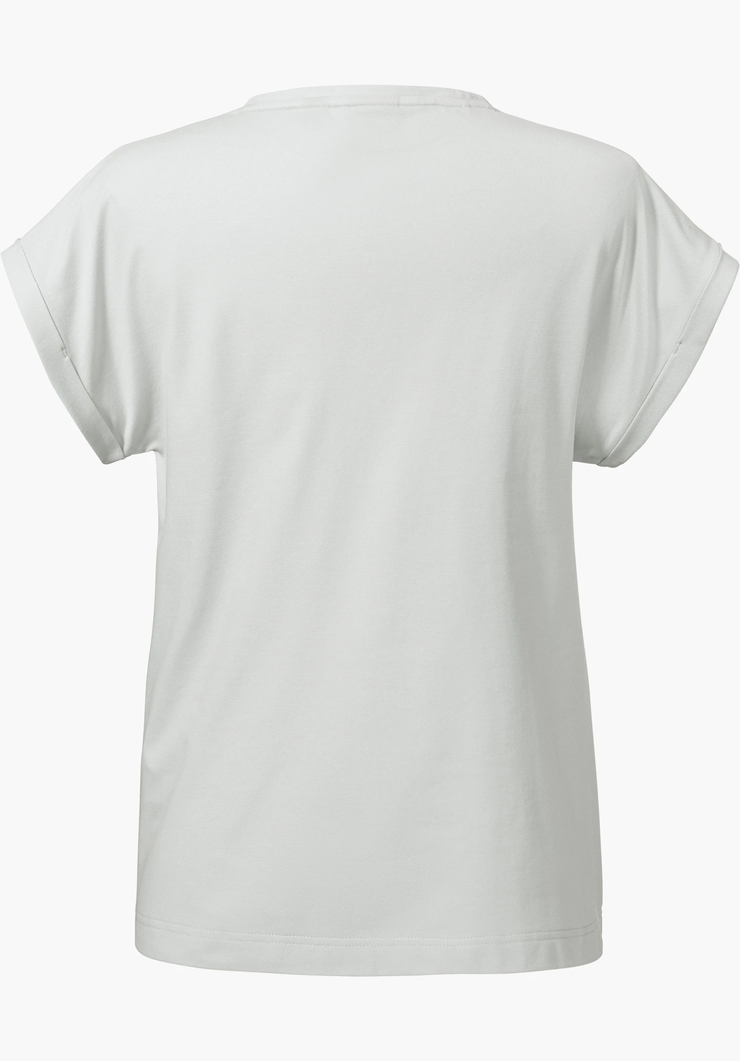 T Shirt Style Serenio WMN en gris montre la vue arrière avec des manches courtes à revers, détouré sur fond blanc.