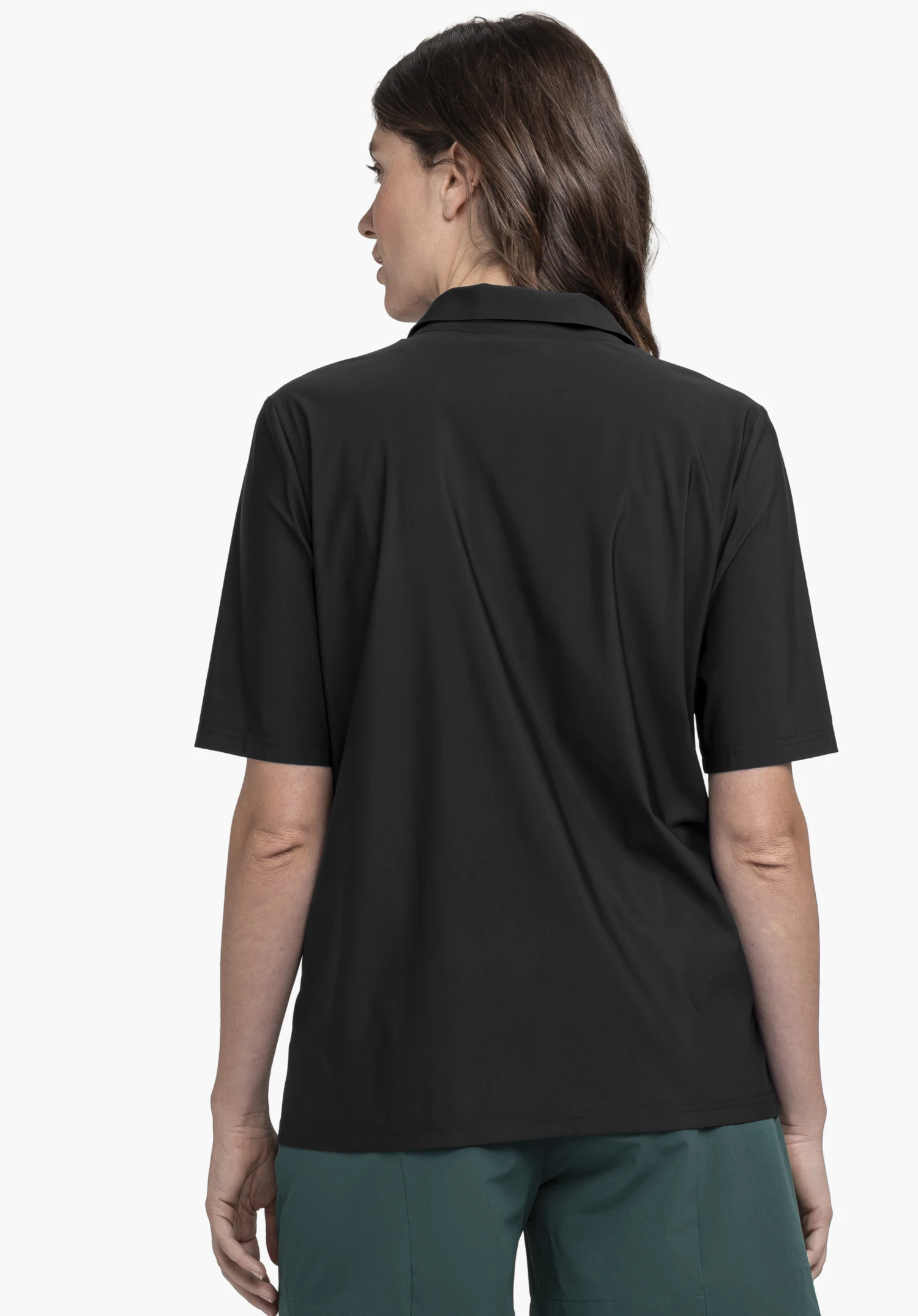 Jersey Polo Style Calmay WMN vue de dos sur un mannequin en noir sur fond neutre.