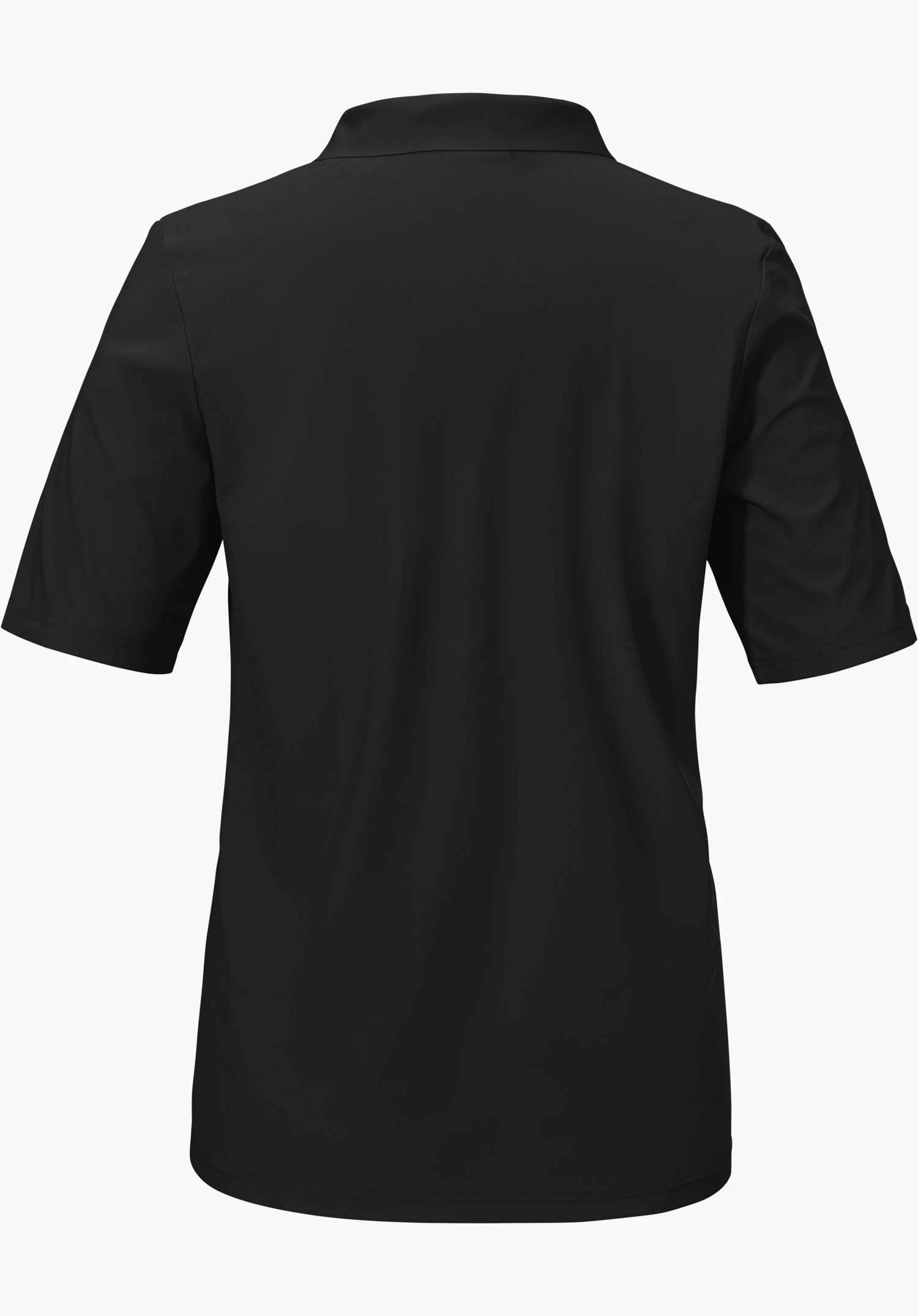 Jersey Polo Style Calmay WMN en noir, présenté de dos, détouré sur fond blanc.