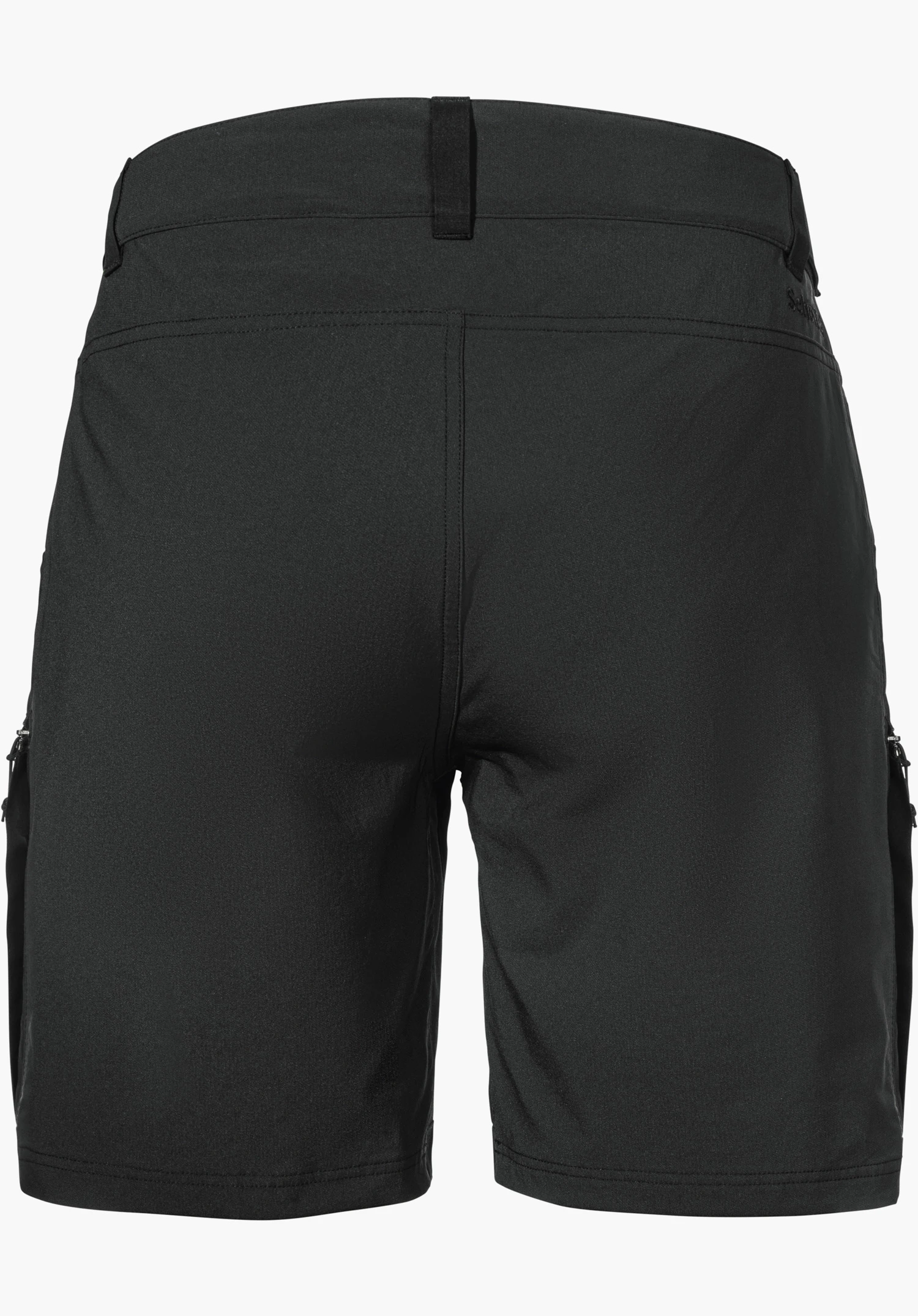 Shorts Style Maghera WMN en noir, vue de dos avec poches latérales et logo Schöffel discret, détouré sur fond blanc.