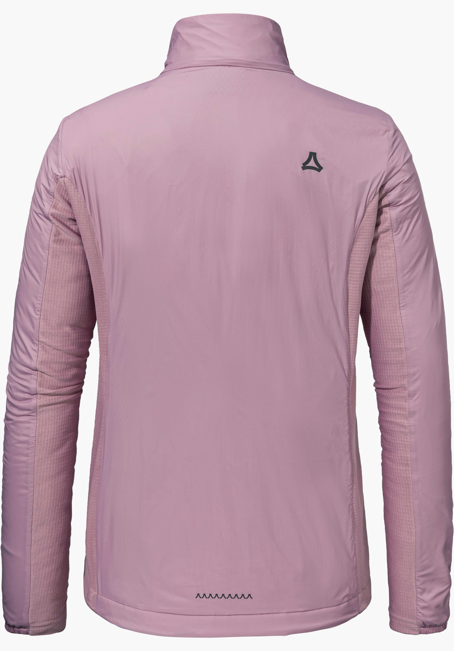Ins Jacket Style Samaia WMN in Rosa, gezeigt in der Rückenansicht mit Schöffel-Logo auf der rechten Schulterpartie, freigestellt vor weißem Hintergrund.