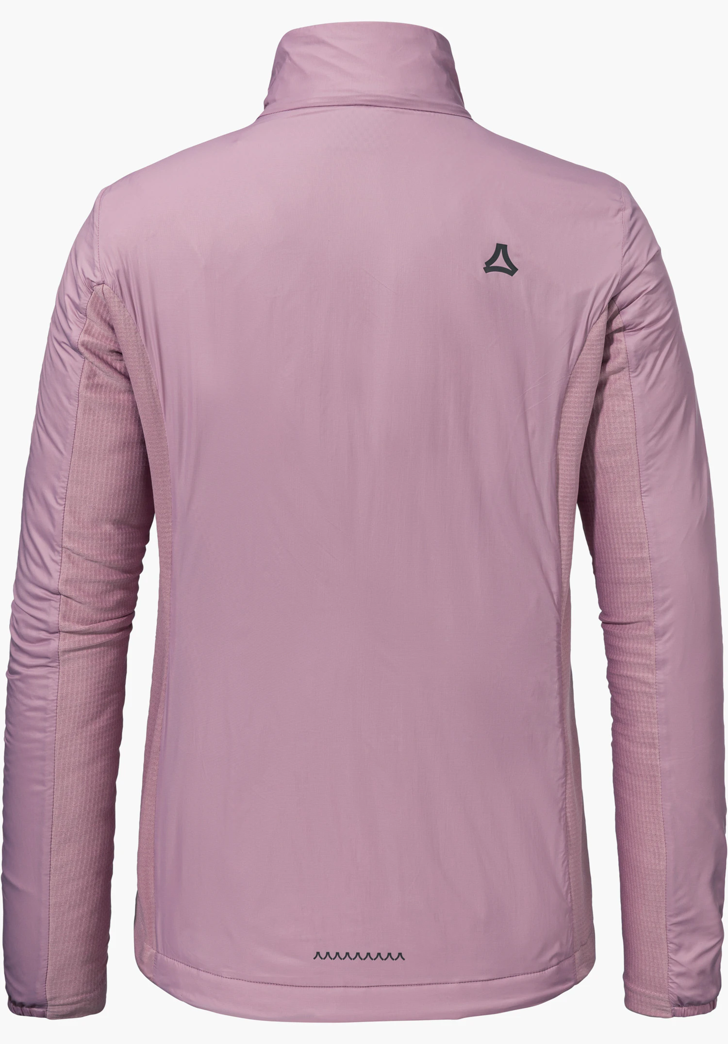 Ins Jacket Style Samaia WMN en rose, présentée de dos avec le logo Schöffel sur l'omoplate droite, détouré sur fond blanc.