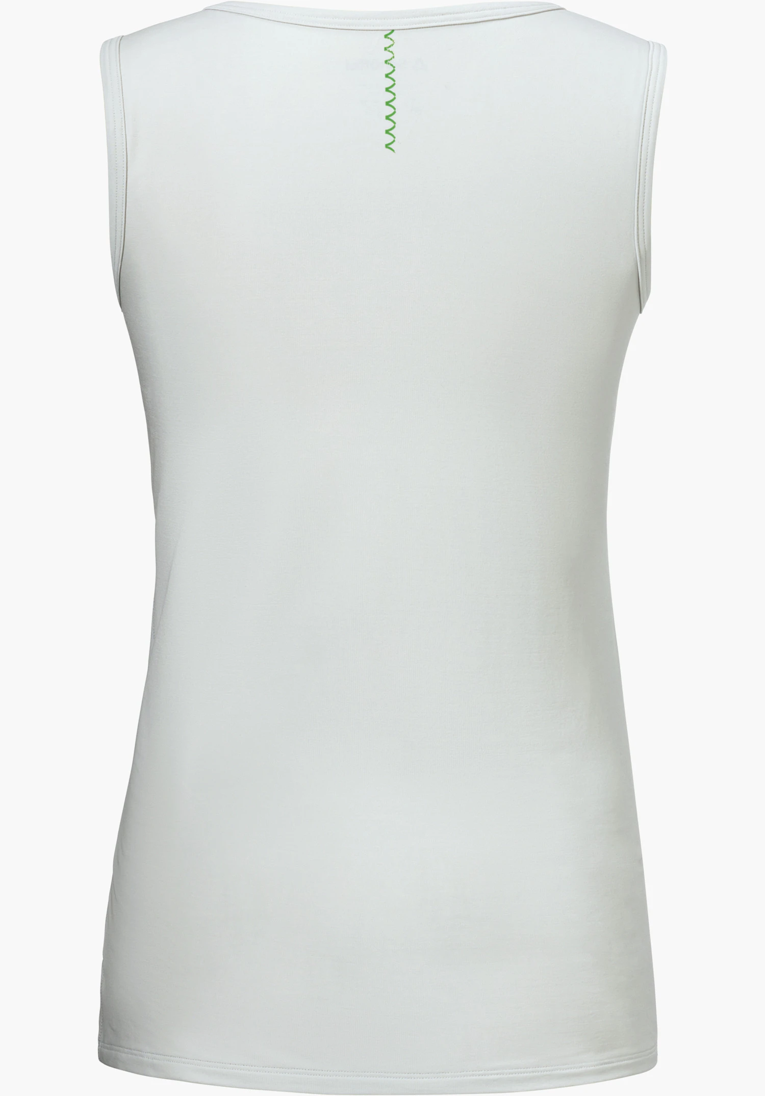 Top Style Konera WMN en gris, présenté de dos avec un détail en zigzag vert au niveau du col, détouré sur fond blanc.