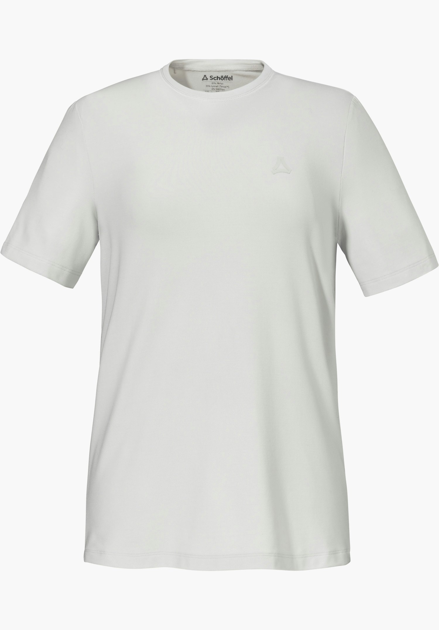 T Shirt Style Mafadi WMN en gris avec le logo Schöffel sur la poitrine gauche, détouré sur fond blanc.