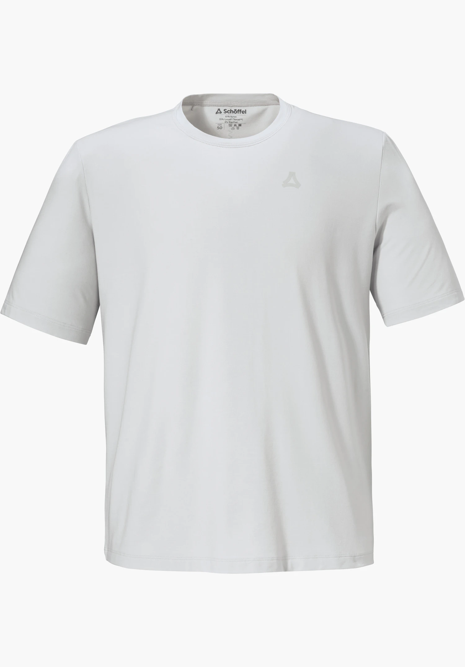 T Shirt Style Mafadi MEN in grey featuring a subtle Schöffel logo on the chest, isolated against a white background.
