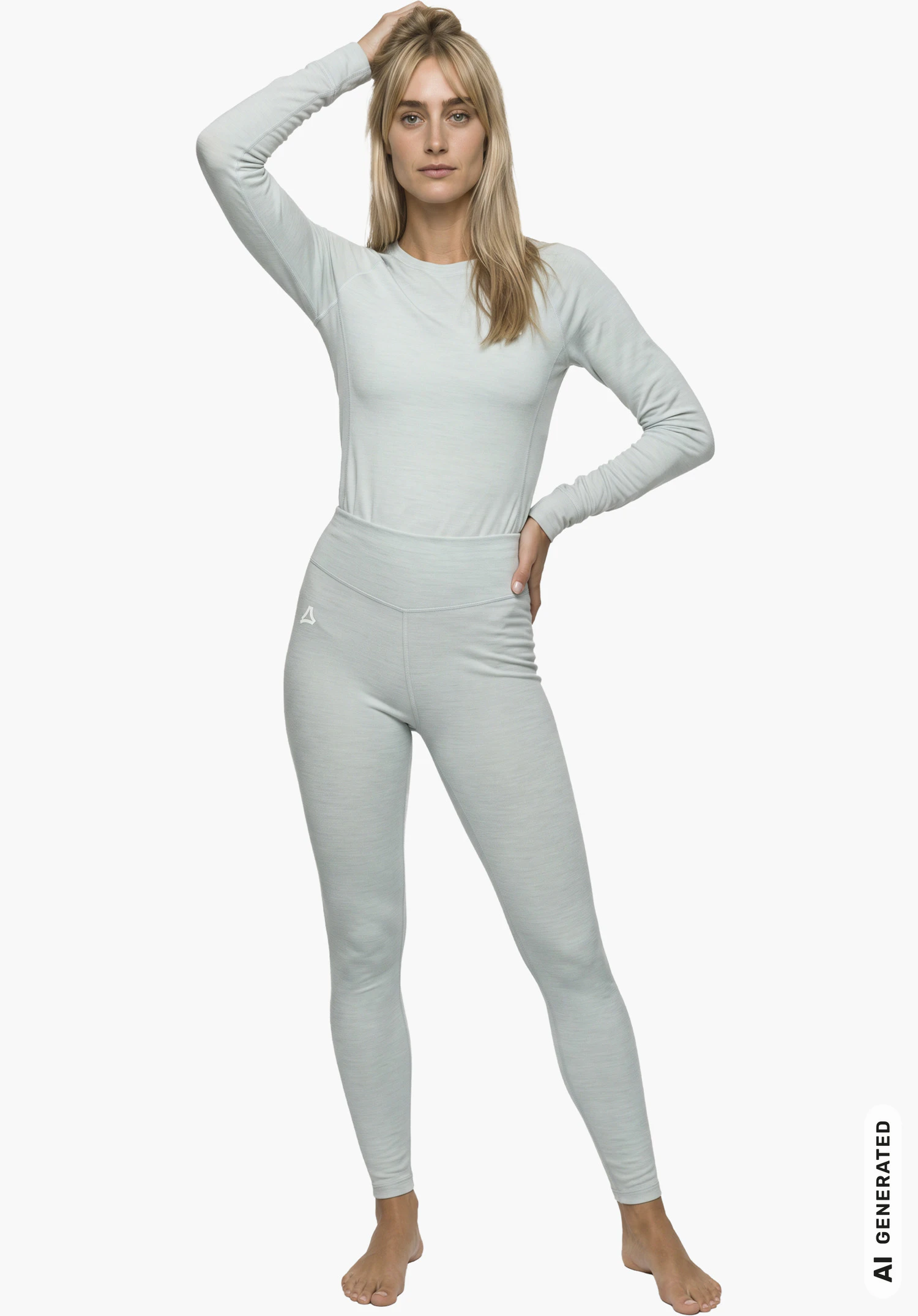 Longsleeve Style Luterra WMN en gris avec une structure de matière fine au niveau de l'épaule gros plan sur fond blanc.