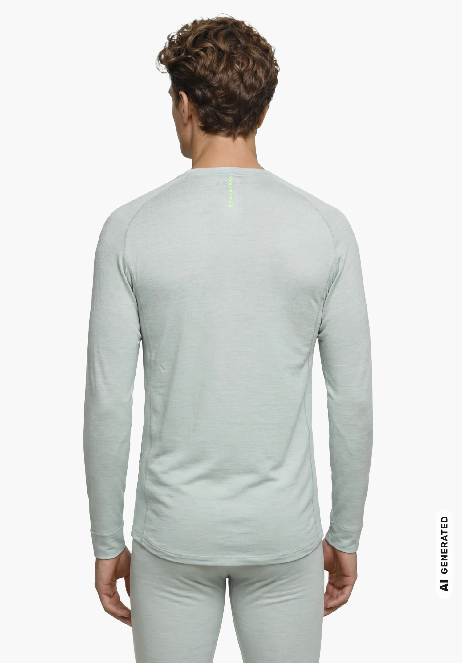 Longsleeve Style Luterra MEN in grey, worn by a male model standing upright and shown from the back against a white background. (AI-generated)