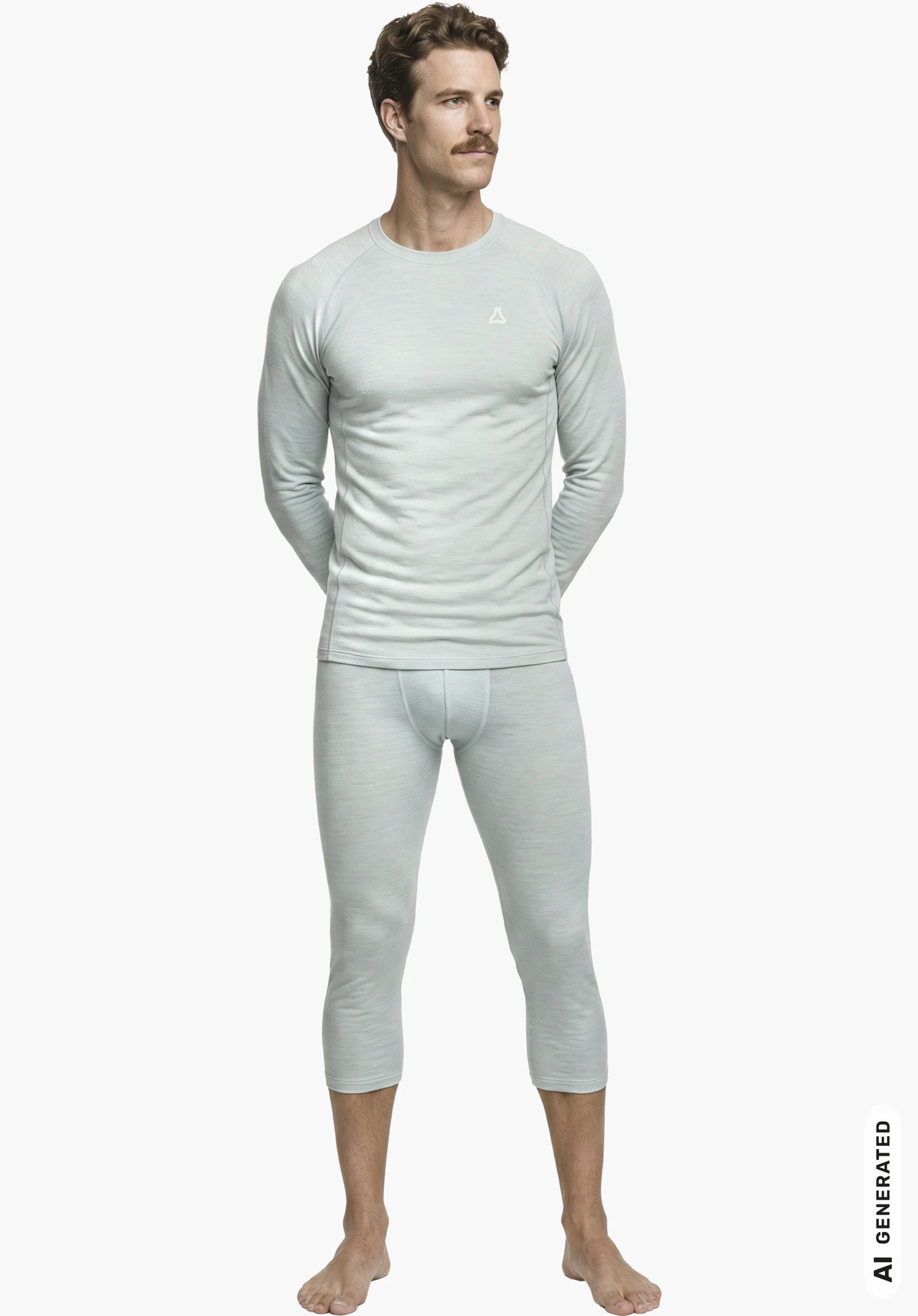 Longsleeve Style Luterra MEN in grey featuring a focus on the white Schöffel logo on the chest in a detailed close-up shot against a white/neutral background.