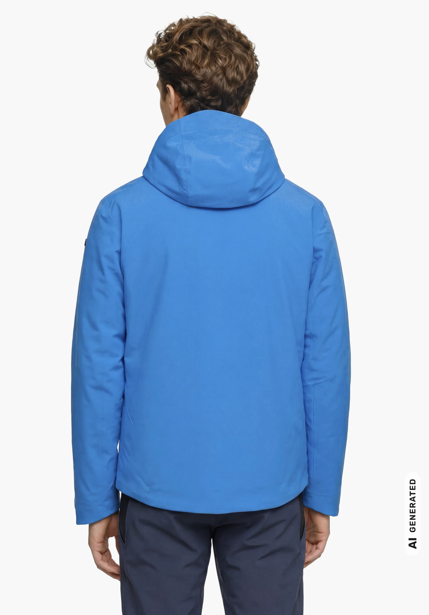 Jacket Style Pontre MEN in blue, worn by a male model standing upright and shown from the back against a white background. (AI-generated)
