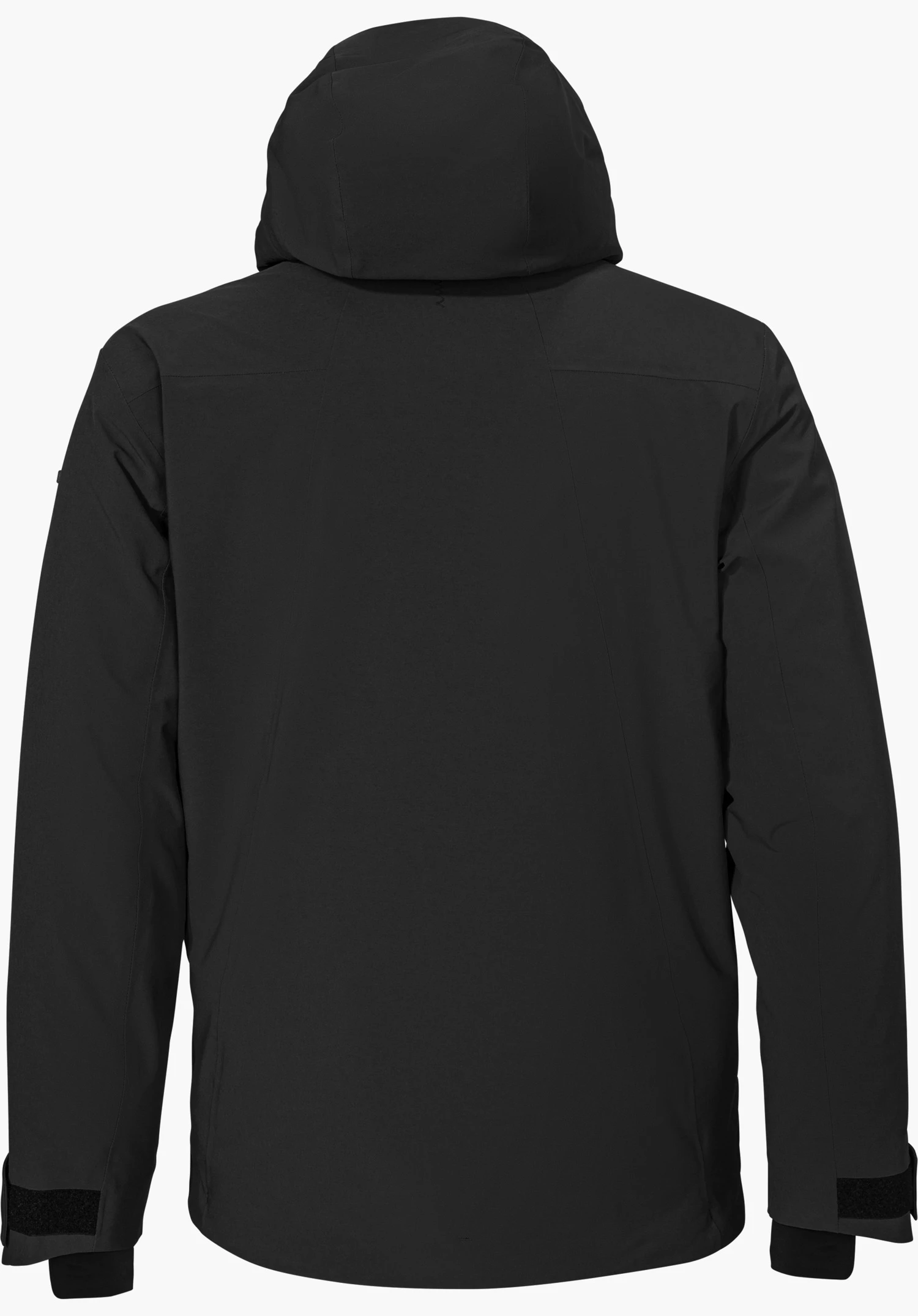 Jacket Style Lumineo MEN in black, shown from the back and isolated on a white background.
