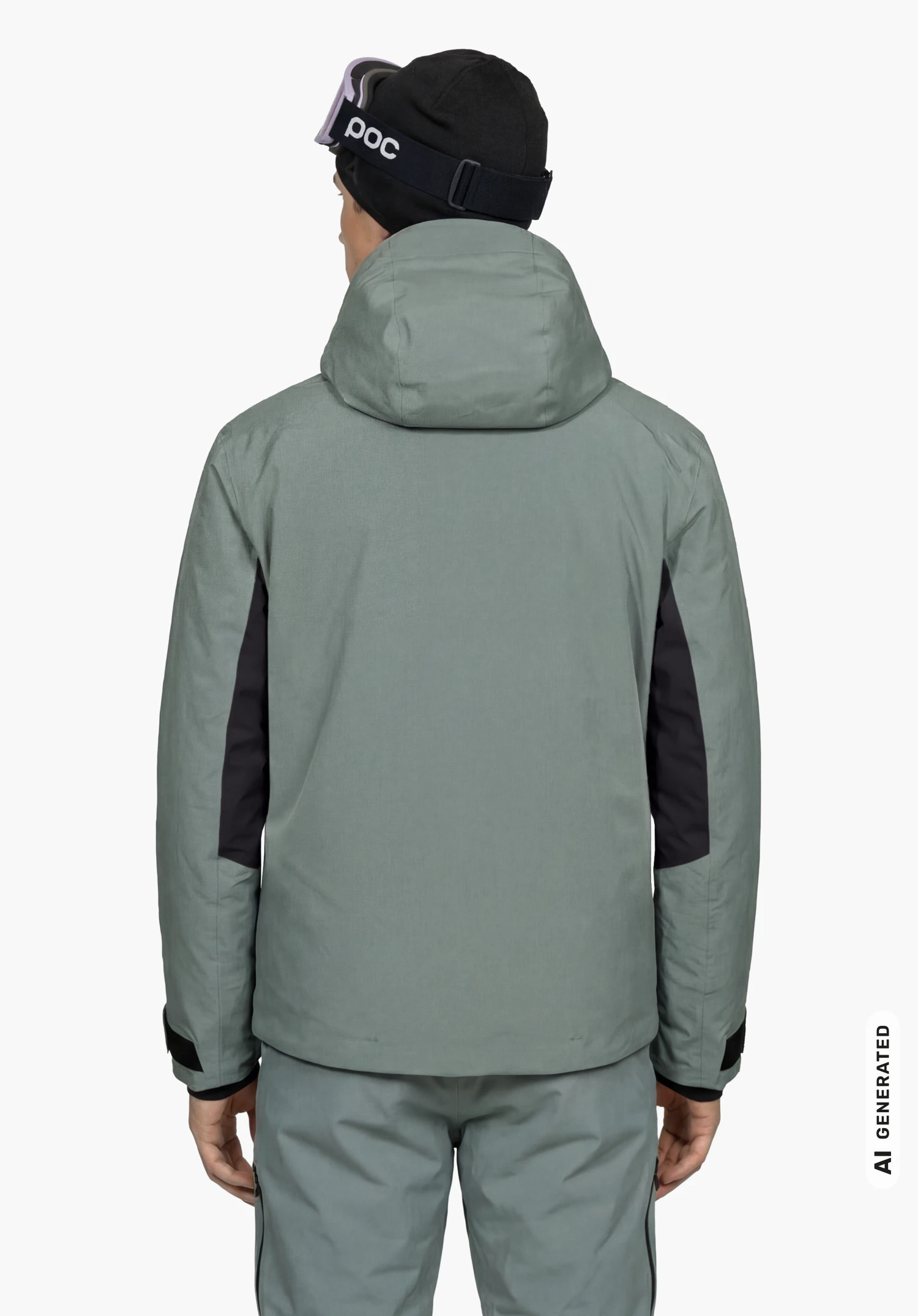 Jacket Style Trifex MEN in grey, worn by a male model standing upright and shown from the back against a white background. (AI-generated)